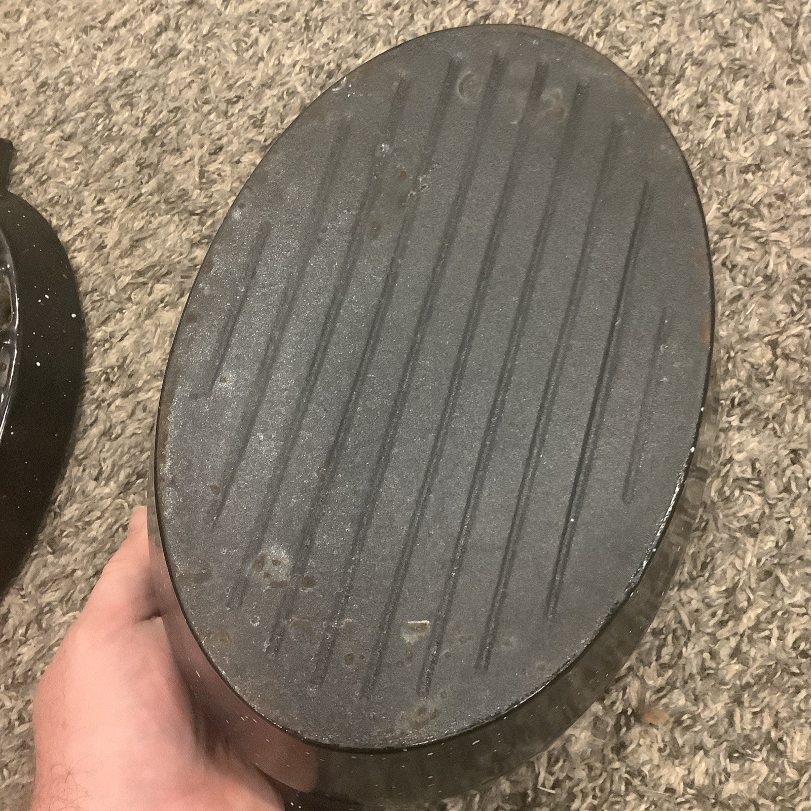 Vintage John Wright Cast Iron Oval Lattice Wood Stove Steamer Humidifier, Trivet