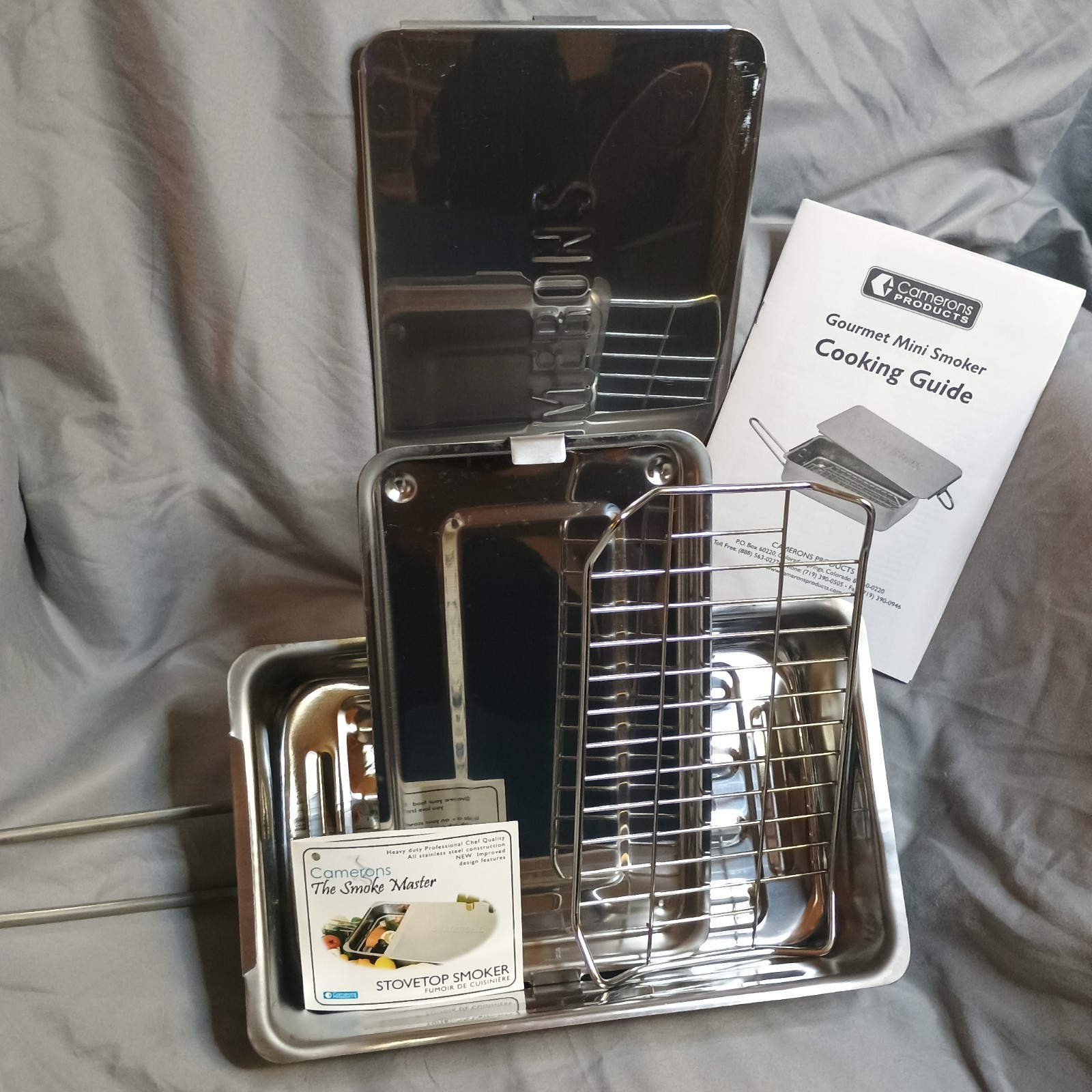 Camerons Gourmet Mini Stovetop Smoker Stainless Steel Cookware Unused Open Box
