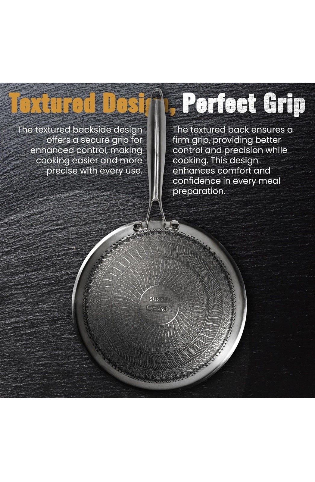 Eclimia Non stick 10.2” Griddle Stay Cool Handle All Stove Types In or Outdoor