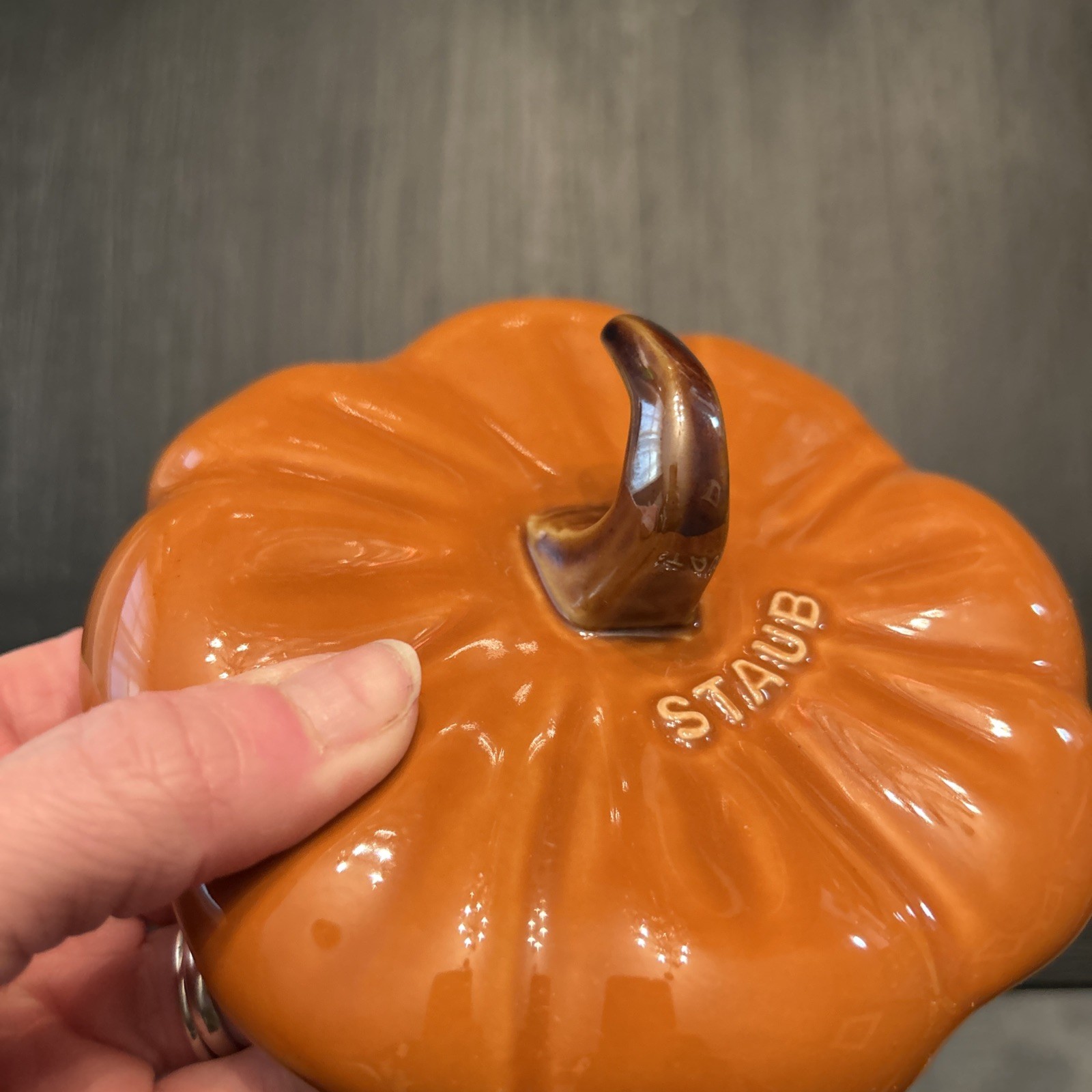 Staub Burnt Orange .5 Qt Pumpkin Cocotte Halloween Thanksgiving
