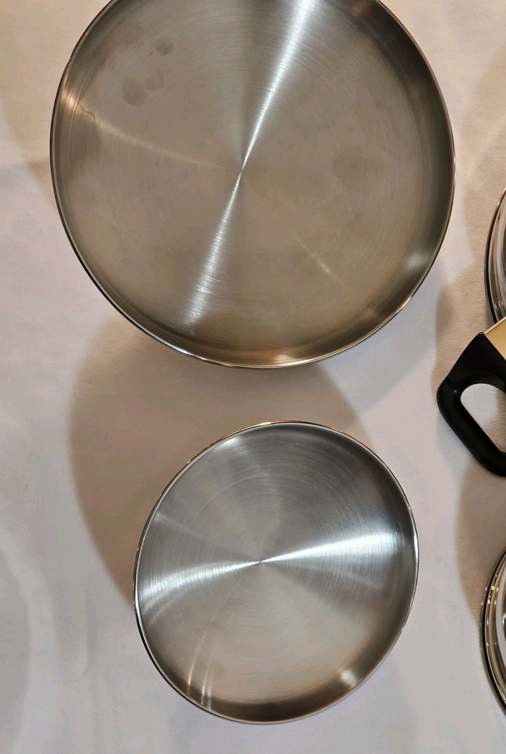 Vtg Cook Well High-quality Stainless Steel Pots & Pans W/Gold Plating -Set Of 11
