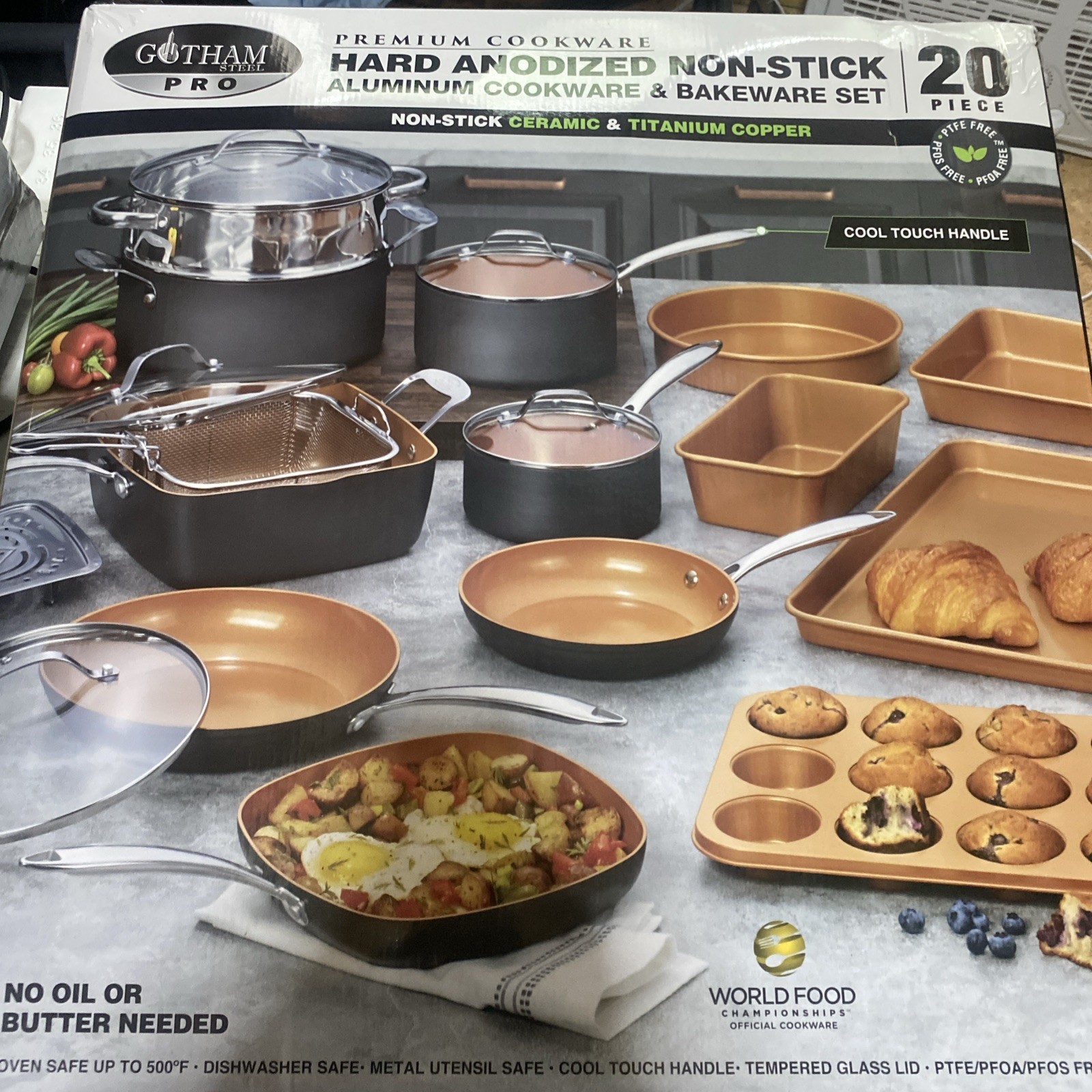 Gotham Steel True 20 Pc Ceramic Cookware Set Nonstick Ceramic Pots and Pans Set