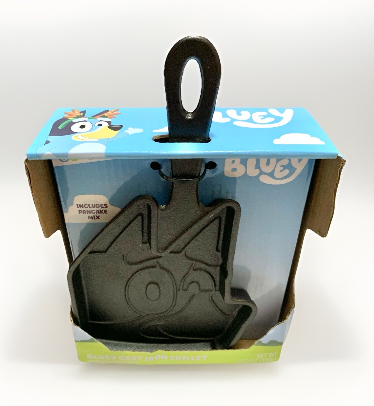 NEW Bluey Face Cast Iron Metal Pancake Skillet/Batter Mix Gift Set