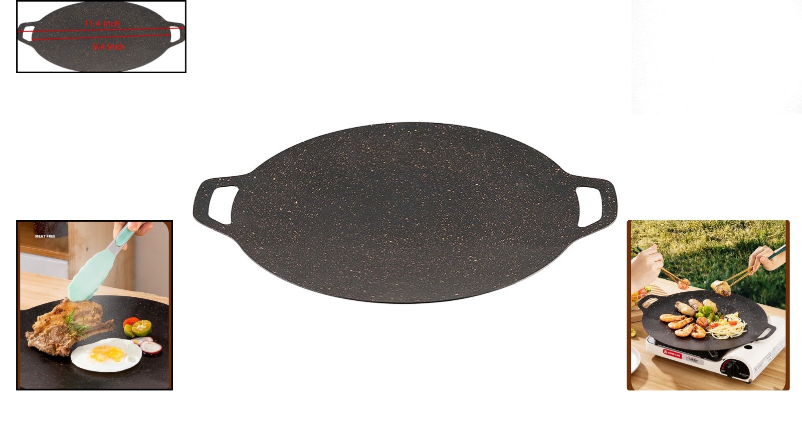Elegant 9.4-Inch Non-stick Iron Grill Pan – Perfect for BBQs at Home & Outdoors