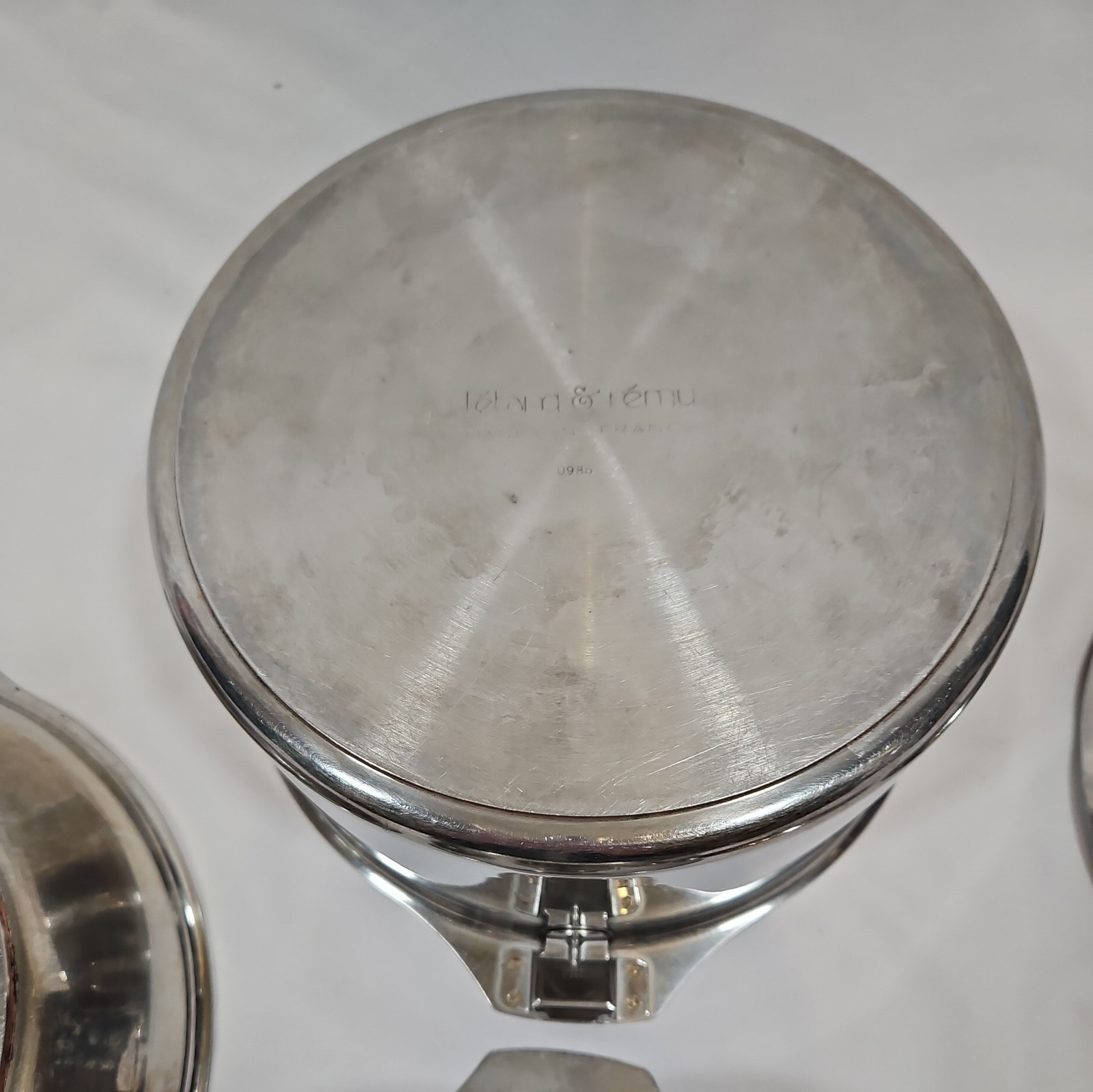 7 pc Letang & Remy Stainless Steel Cookware France Skillet & 3 pans w/3 lids