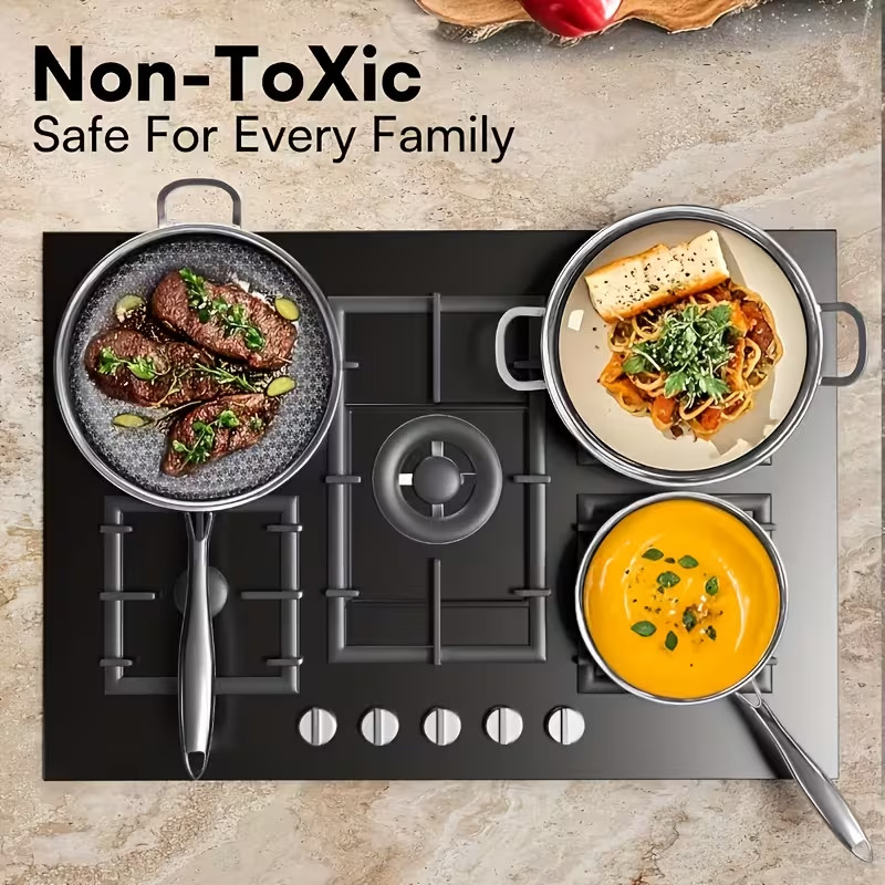 Premium Stainless Steel 304 Honeycomb Nonstick Frying Pan Set(3pc) 7.8/9.4/11 In