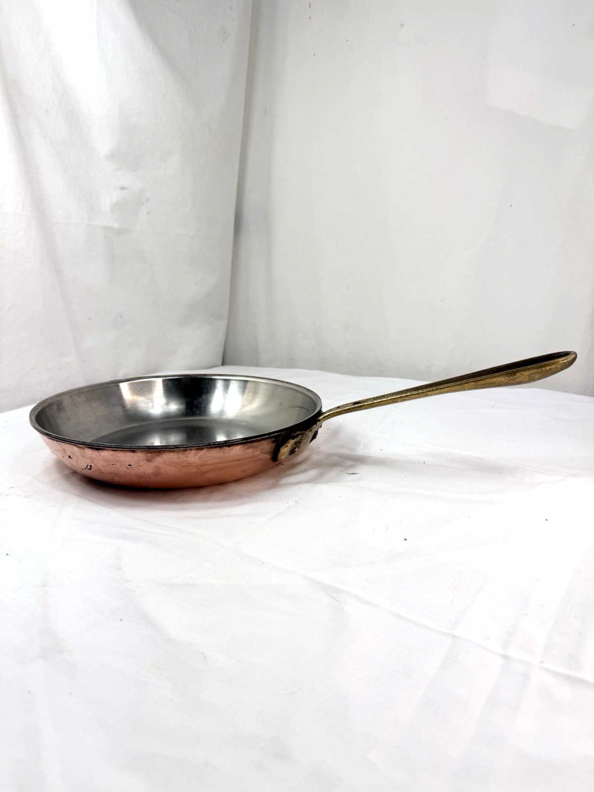 Vtg Cop R Chef 10.5″ Copper Frying Pan Skillet SS Brass USA 2″ high FreShip Read