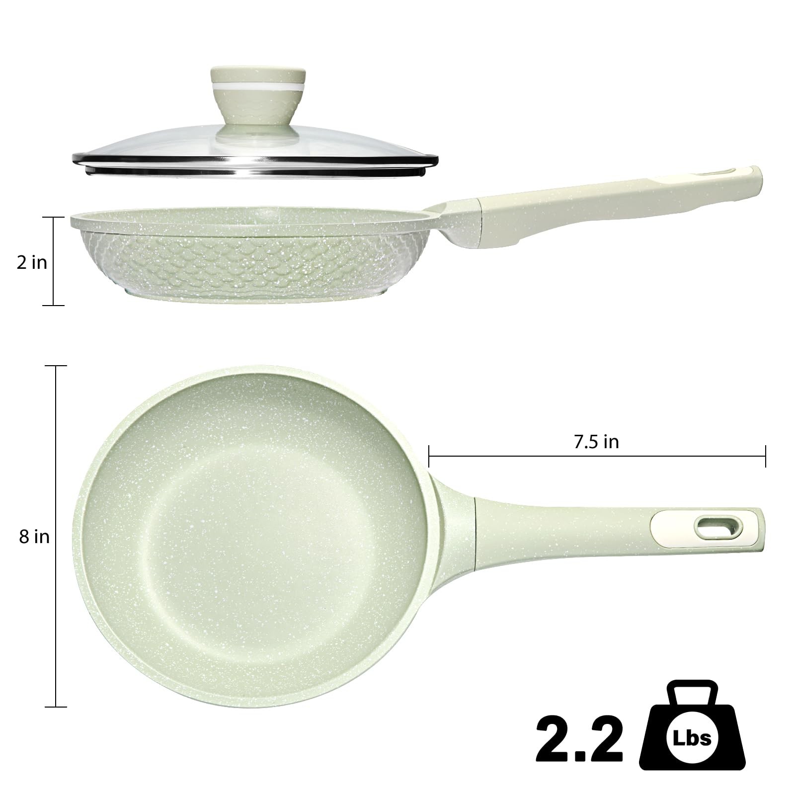 8″ Nonstick Frying Pan w/ Lid Omelette Egg Skillet PFOA Free All Stovetop