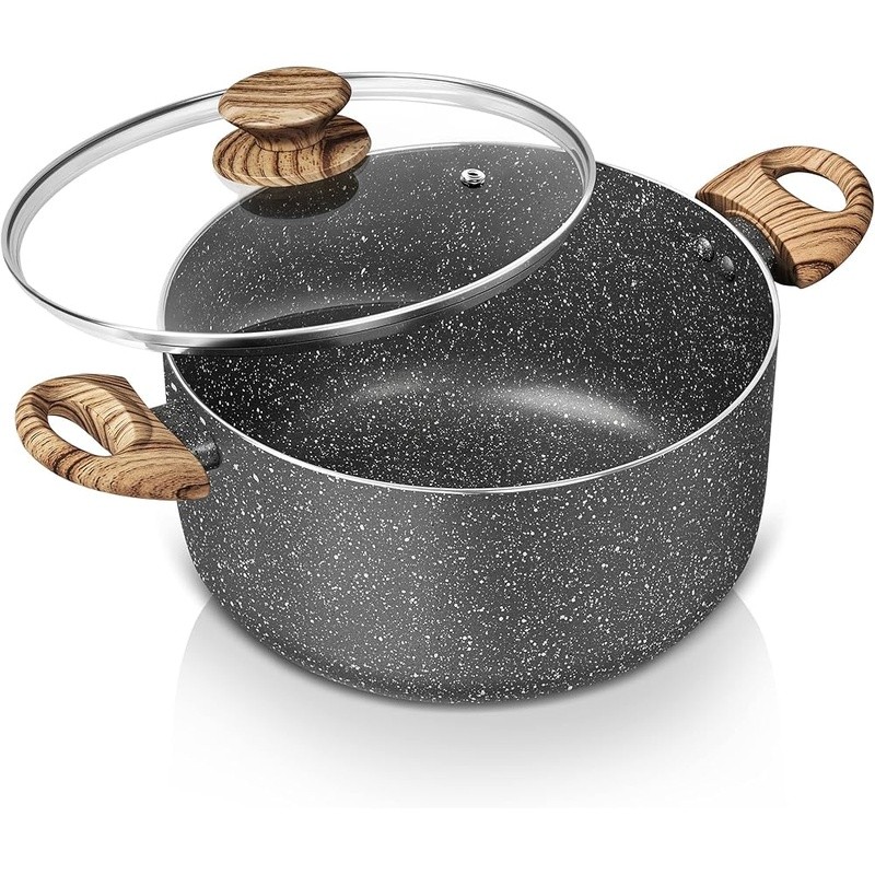 Eco-Friendly Nonstick Stock Pot W/ Heat Distribution Lid & Ergonomic Handle New