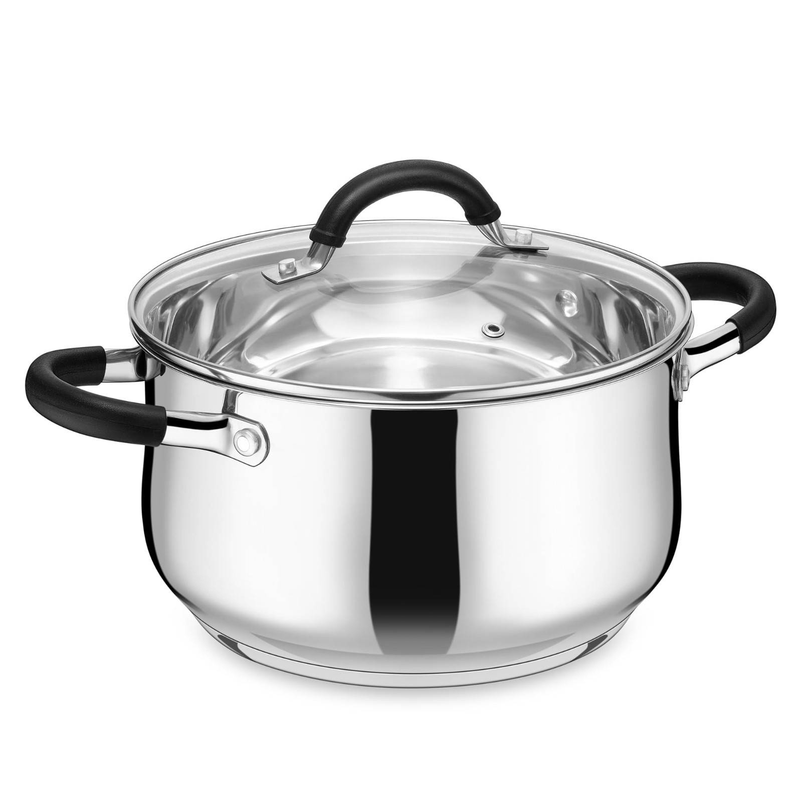 4 Quart Stainless Steel Stockpot with Lid – Induction Gas Safe, Dual Handles, Di