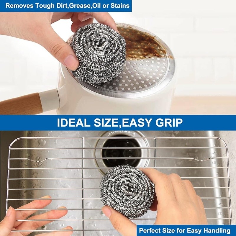 Rust Resistant Stainless Steel Scrubbers Powerful Cleaning Pots Pans New