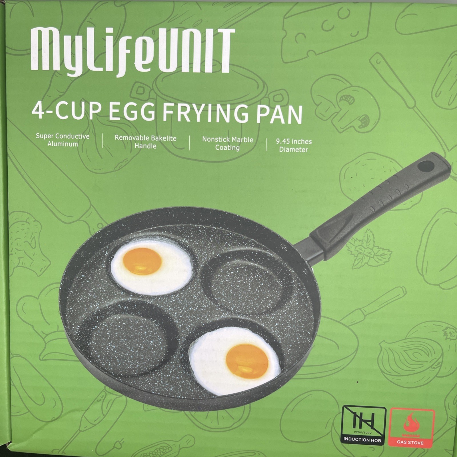 MyLifeUNIT Aluminum 4-Cup Egg Frying Pan, Non Stick Egg Cooker Pan