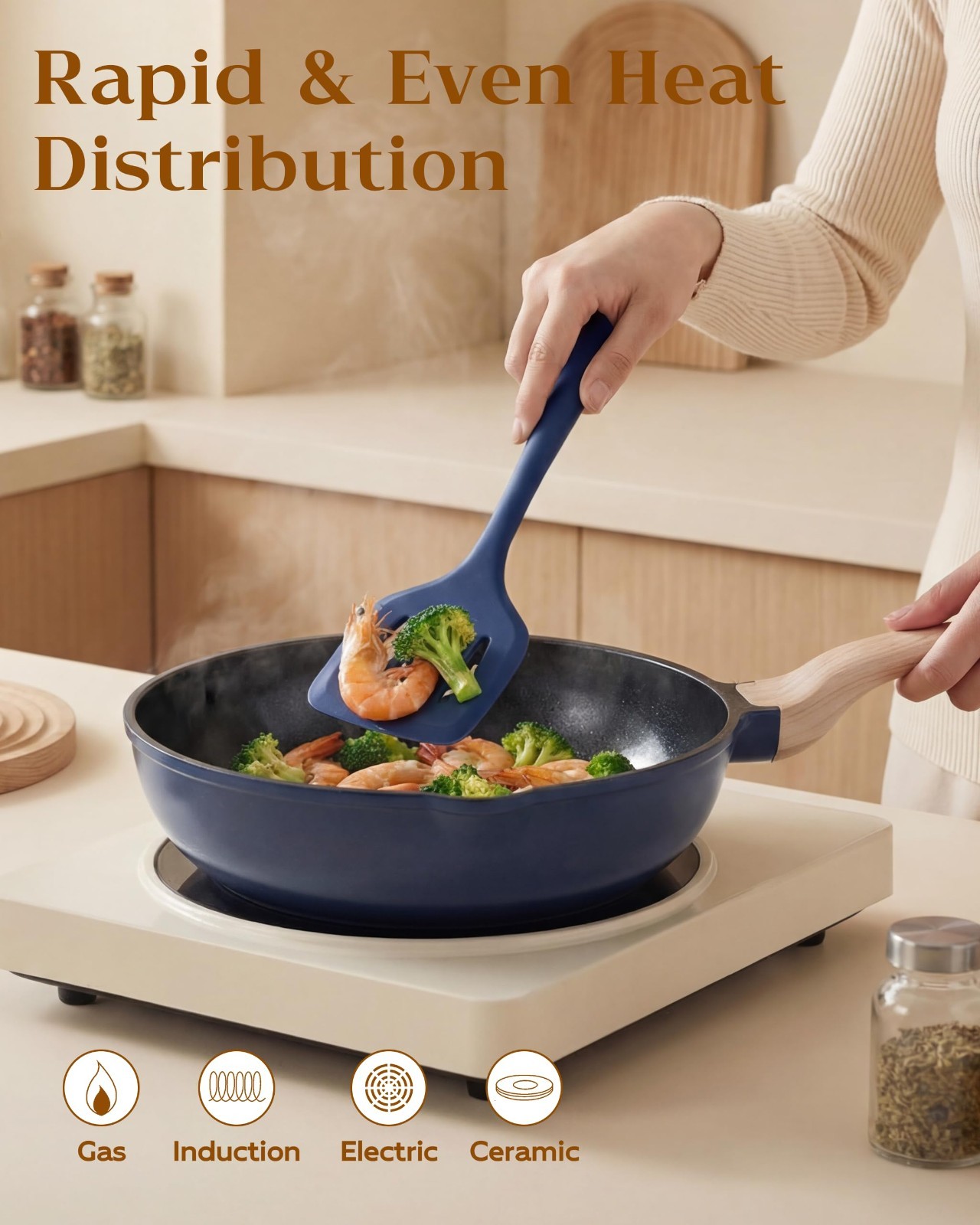 16Pcs Titanium Cookware Set, Toxic-Free Pots & Pans, Induction Compatible, Oven