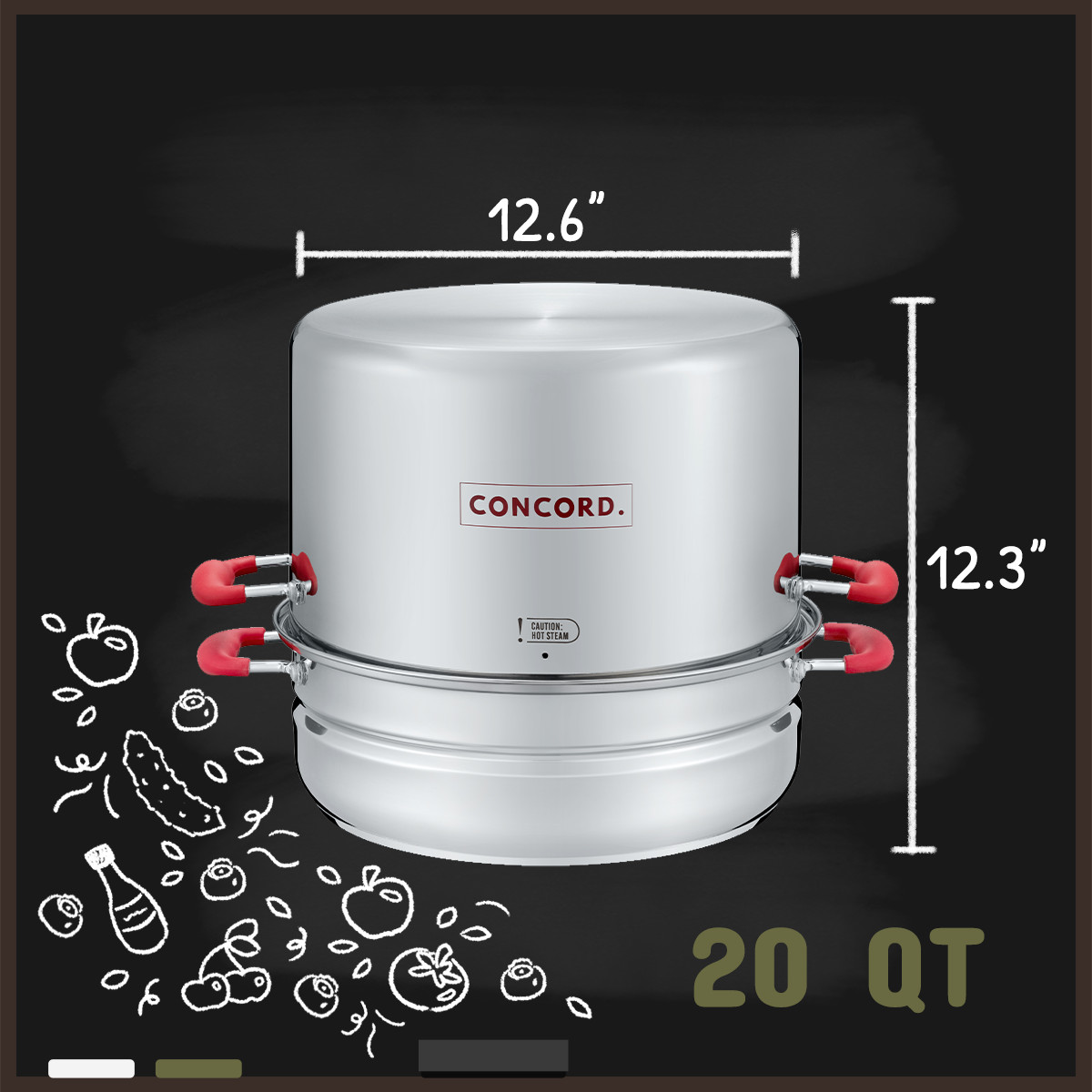 CONCORD Stainless Steel Turbo Steam Canner Canning Steamer Pot Set