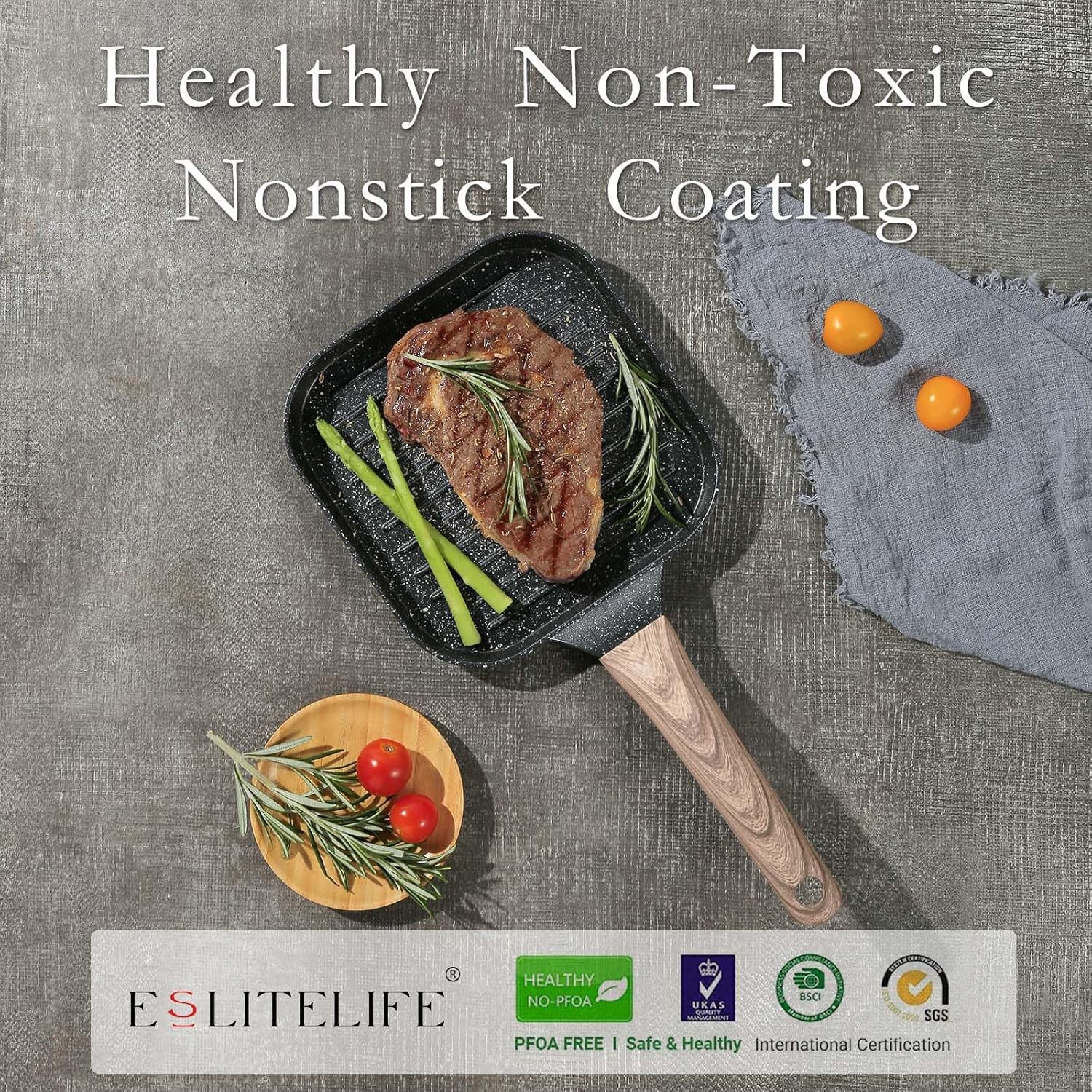 ESLITE LIFE 7 Inch Nonstick Small Grill Pan for Indoor