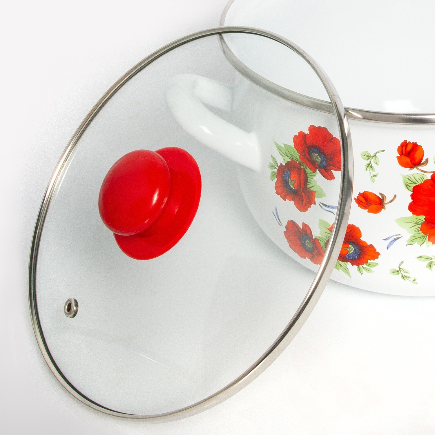 3 pc POPPY Enamel Stockpot Set Cooking Pot Set Enamel Casserole 2-qt 4-qt 6.5-qt