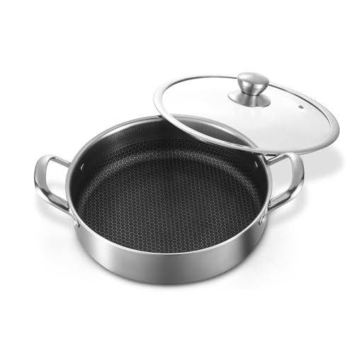 Saute Pan,10 Inch Nonstick Deep Frying Pan,316L Stainless 10 Inch Sauté Pan