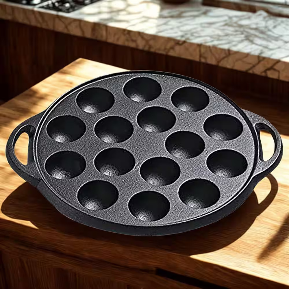 Non-Stick Takoyaki Pan, 1.5 In. Dia Pre-Seasoned Cast Iron Octopus Ball Grill, S
