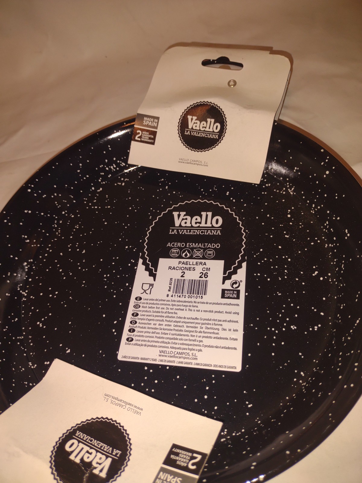 Vaello La Valenciana Paellera 26cm 10″ Made in Spain Enamelled Steel Paella Pan