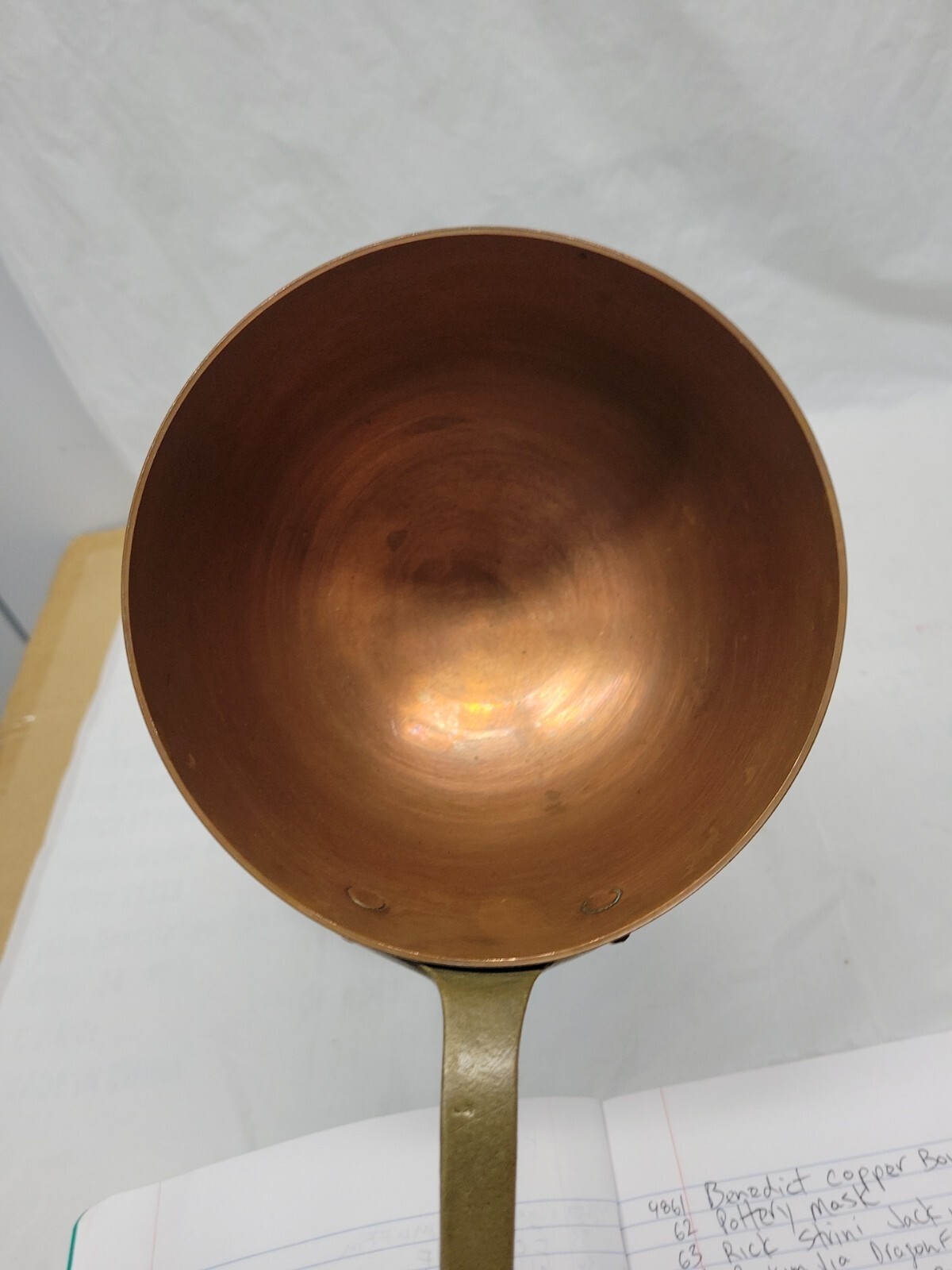 VINTAGE BAZAAR DE LA CUISINE NY/NY 6″ SOLID COPPER POT BRASS HANDLE W/LID #5365