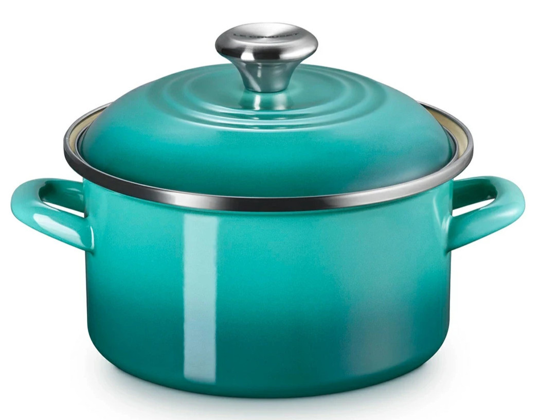Le Creuset EOS Casserole 20cm 3.7L Blue Rivier Silver Knob Enamel on Steel New