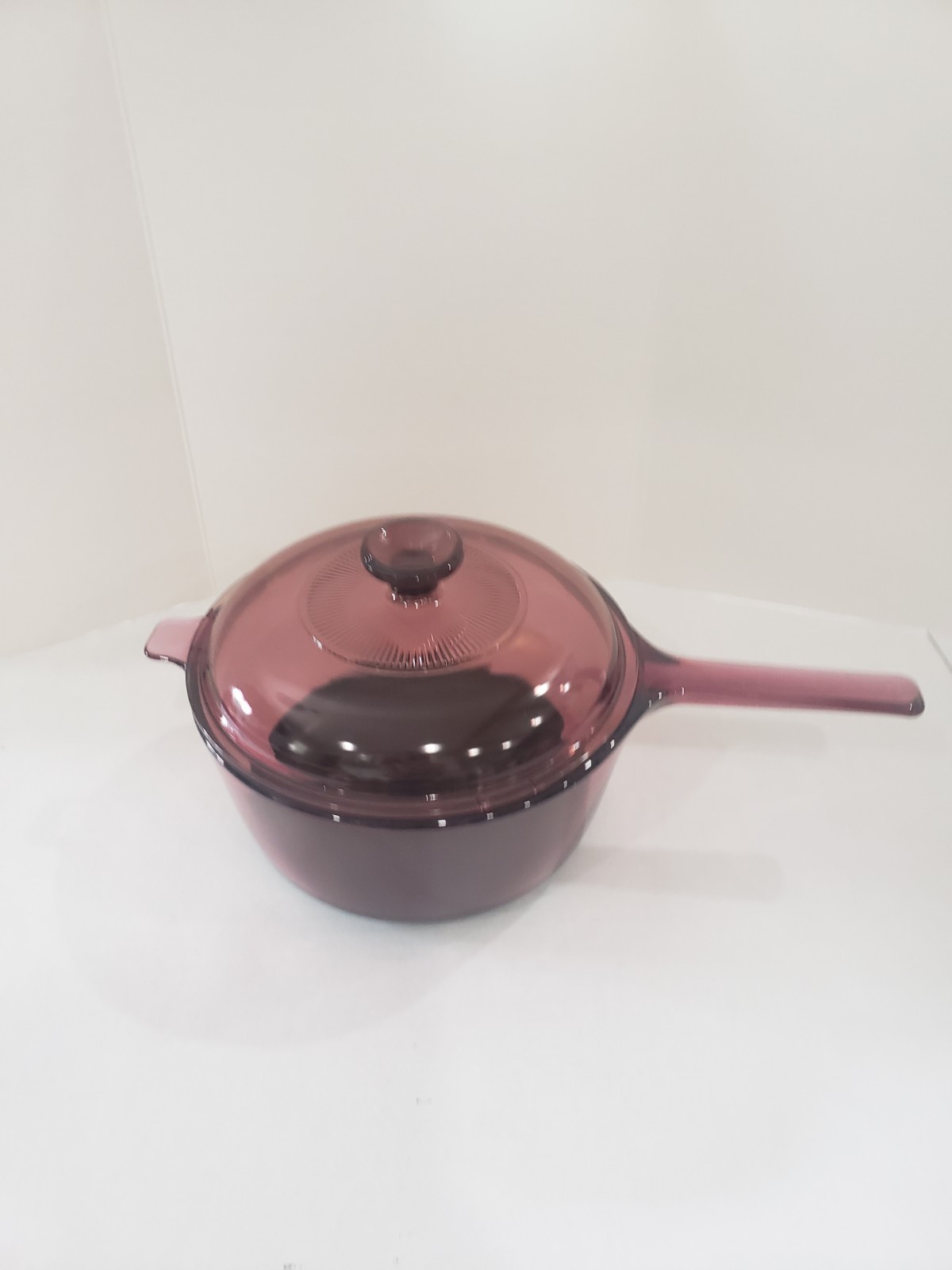 Corning Visions Cranberry 2.5L Saucepan Pot w/ Glass Lid, USA Vintage Cookware