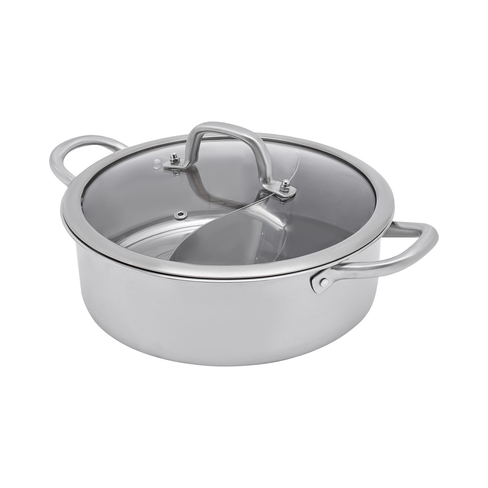 304 Stainless Steel Shabu Shabu Hot Pot with Divider , Lid , Spoon , Leaky Spoon