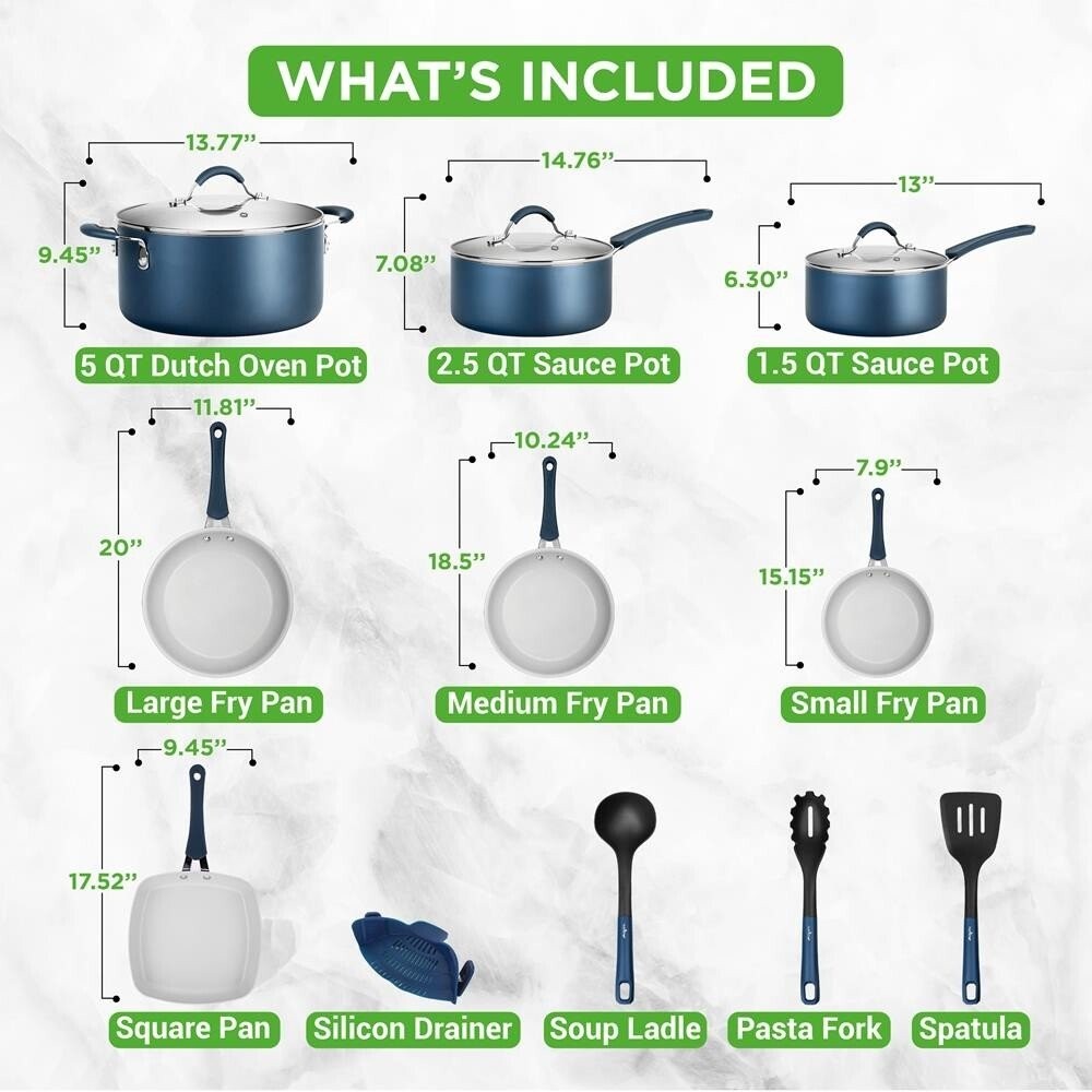 Nutrichef 14 Pcs. Kitchenware Pots & Pans Set-High-qualified, Non-Stick