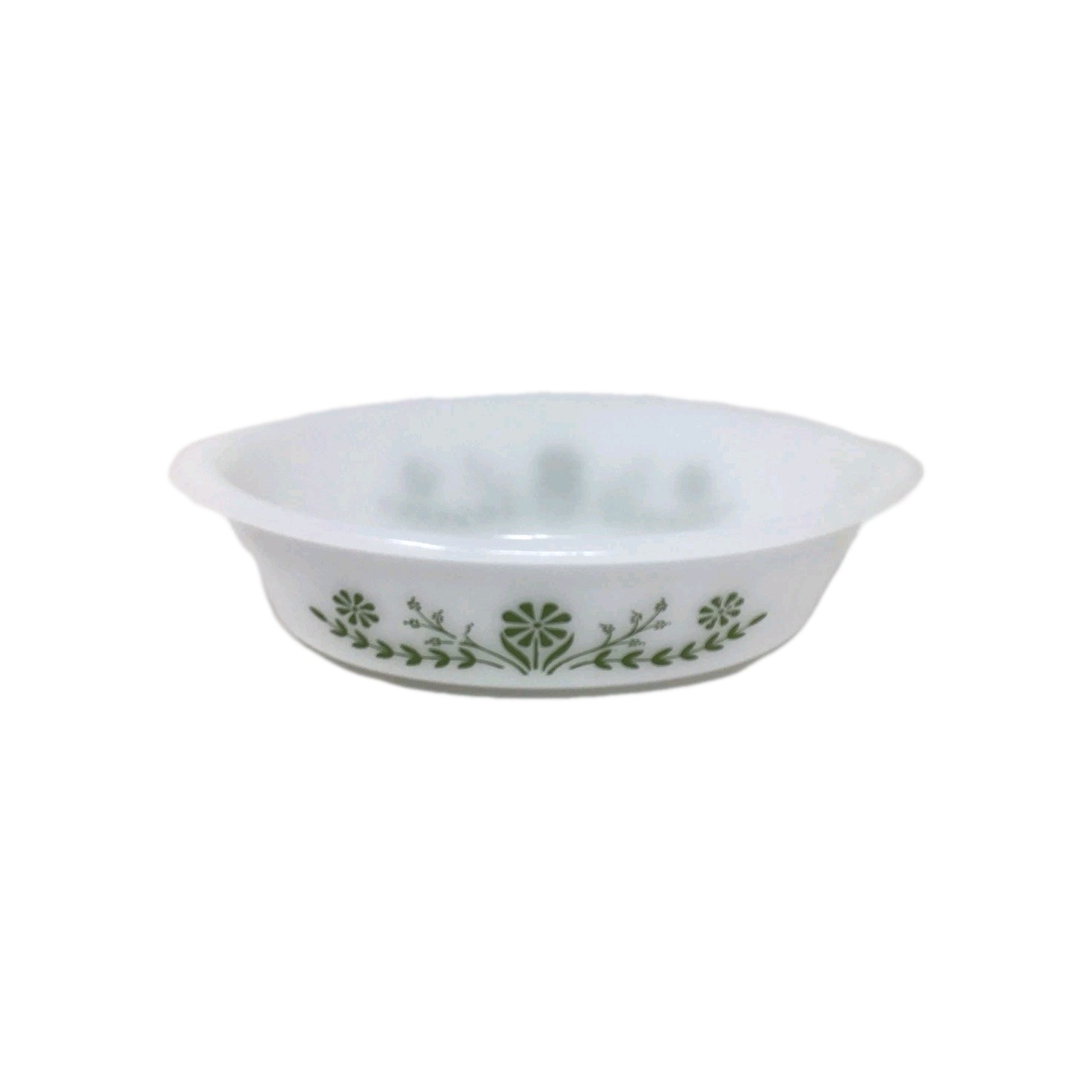 Glasbake Green Daisy Oval Casserole Dish NO Lid USA J235 Ovenware 10”x6” Vintage