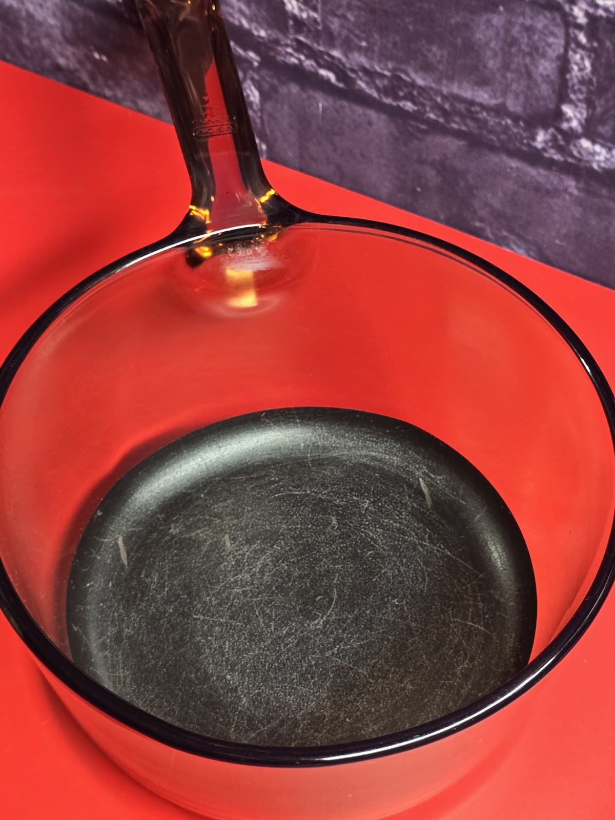 Corning Ware Visions 1.5L Amber Pan Pot with Lid USA Non Stick Vintage