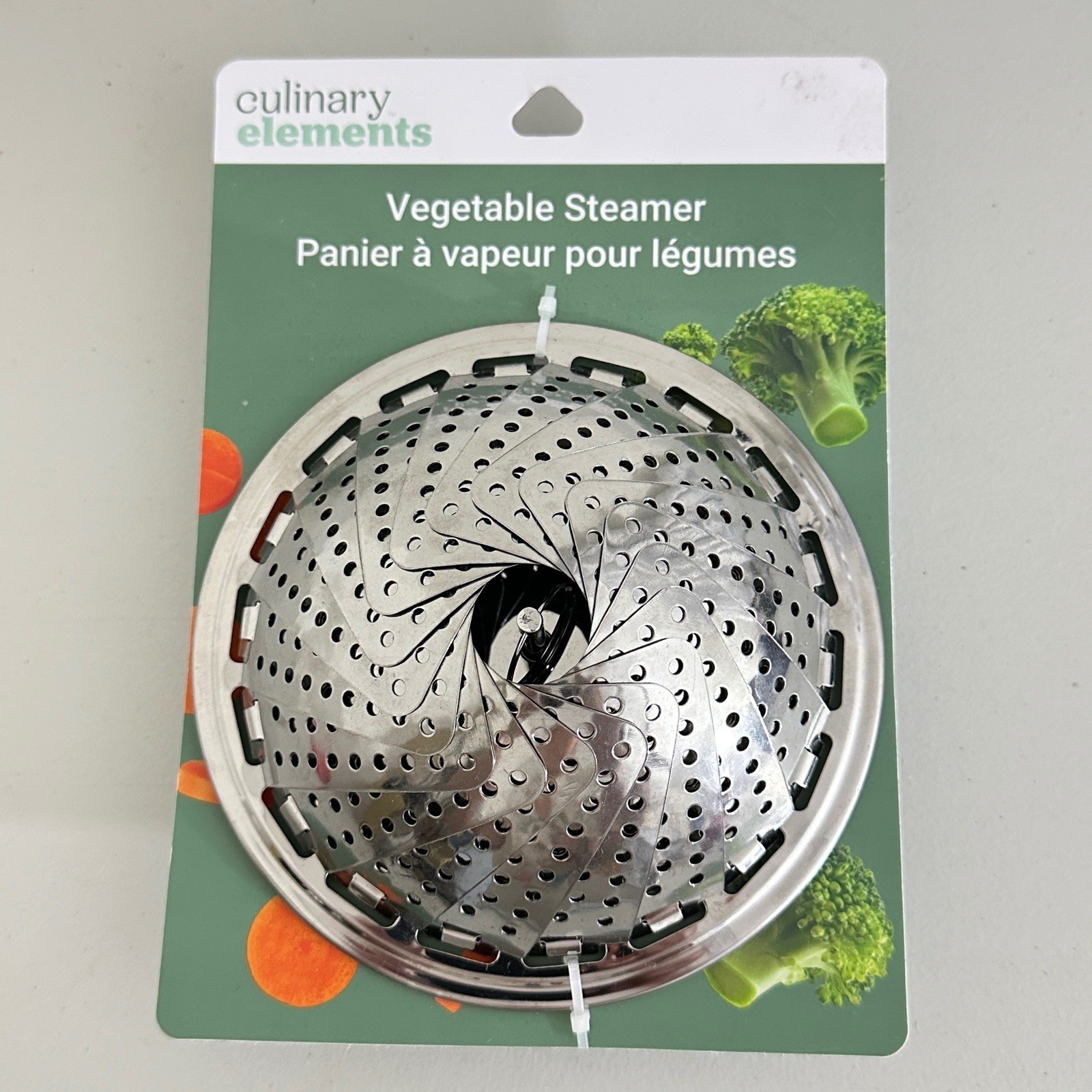 Culinary Elements Stainless Steel Collapsible Vegetable Steamer Basket 9″ NEW