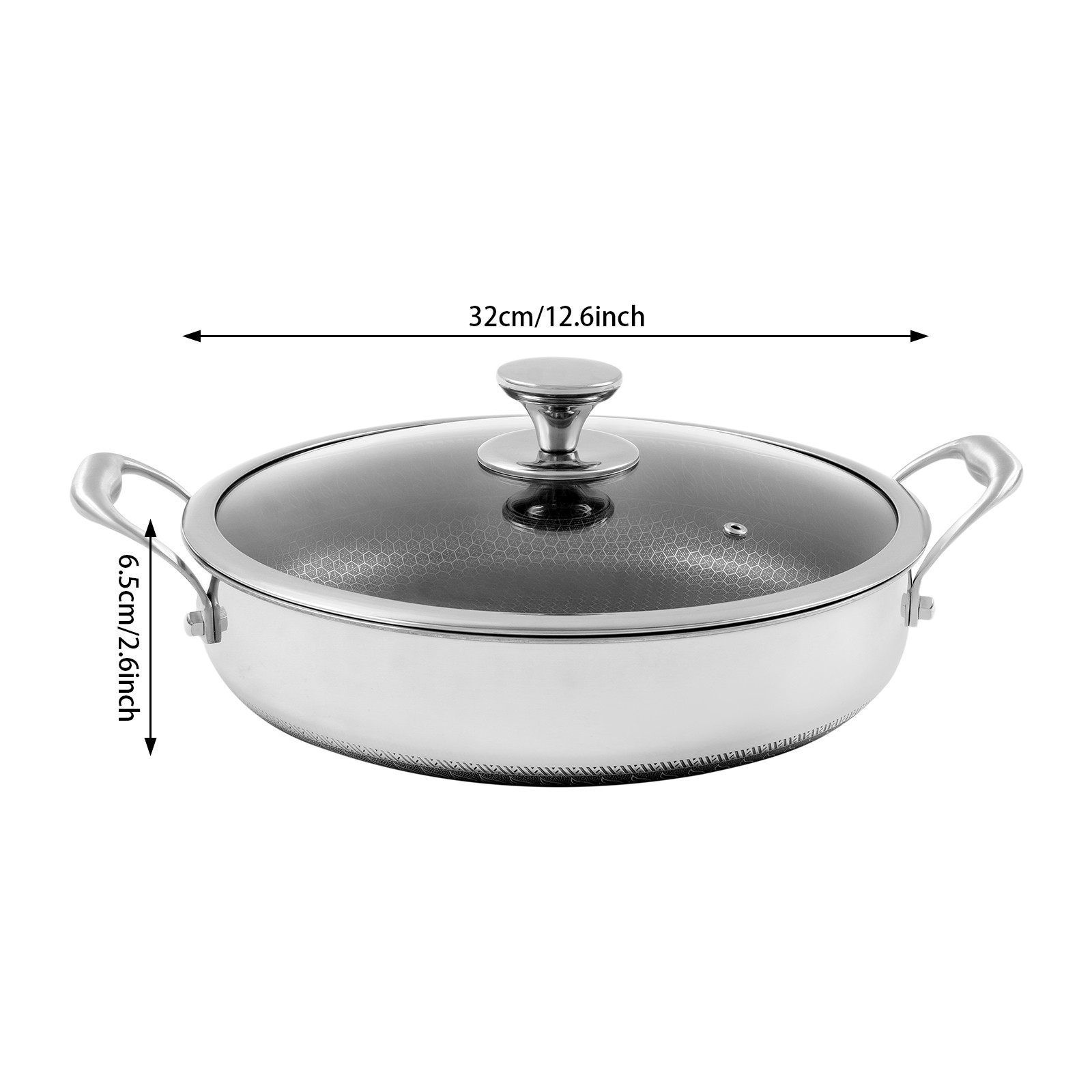 Flat-Bottomed Frying Pan with 2 Handle, Kitchen Round Flat-Bottomed Frying Pan