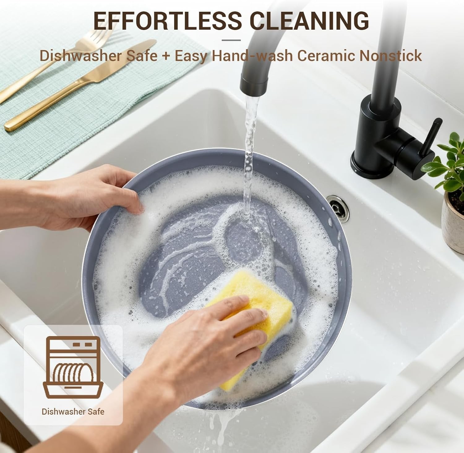 Ceramic Pots and Pans Set Non Stick, Non Toxic Cookware Set with Removable Ha…