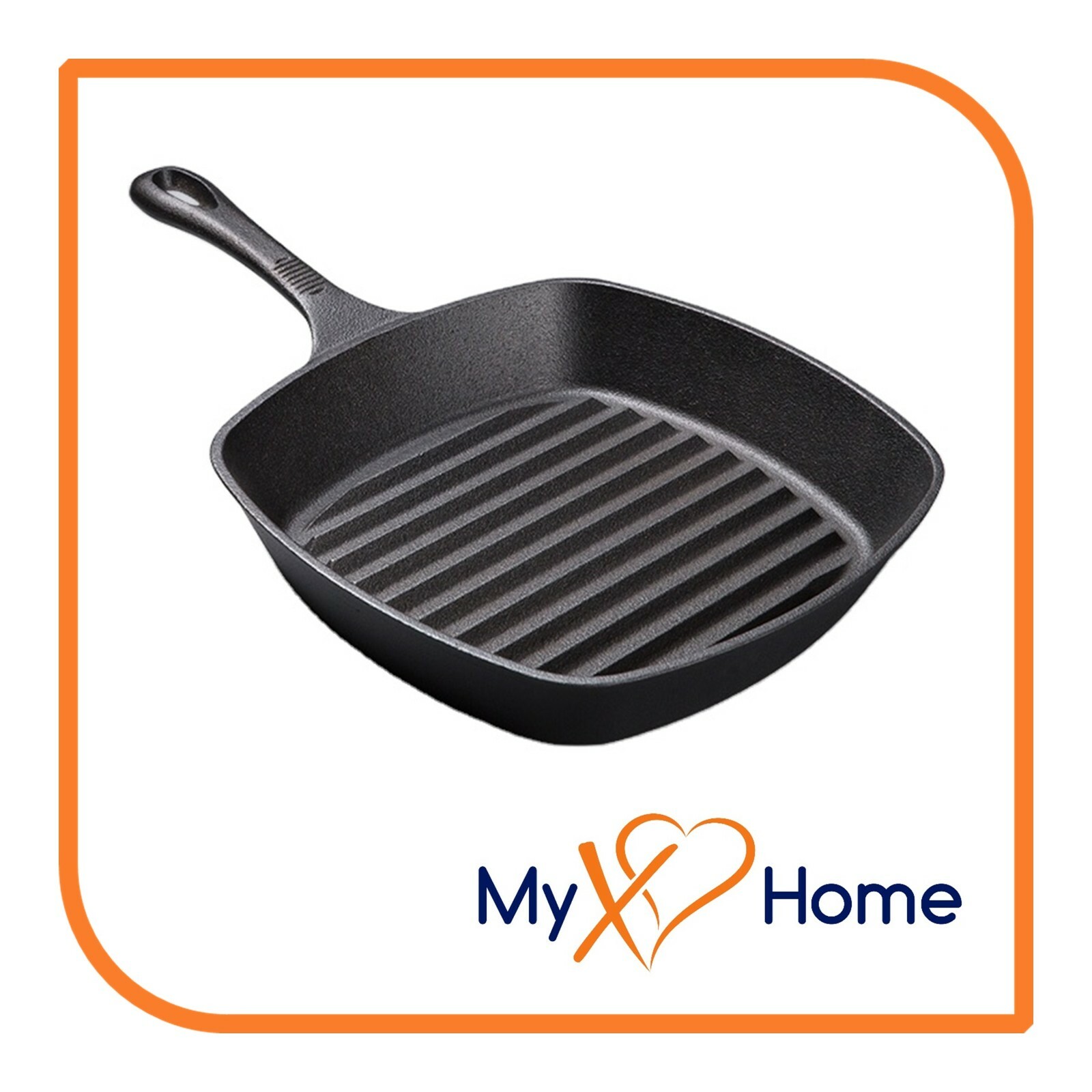 8″ Square Cast Iron Grill Skillet with Handle (1 Skillet) by MyXOHome
