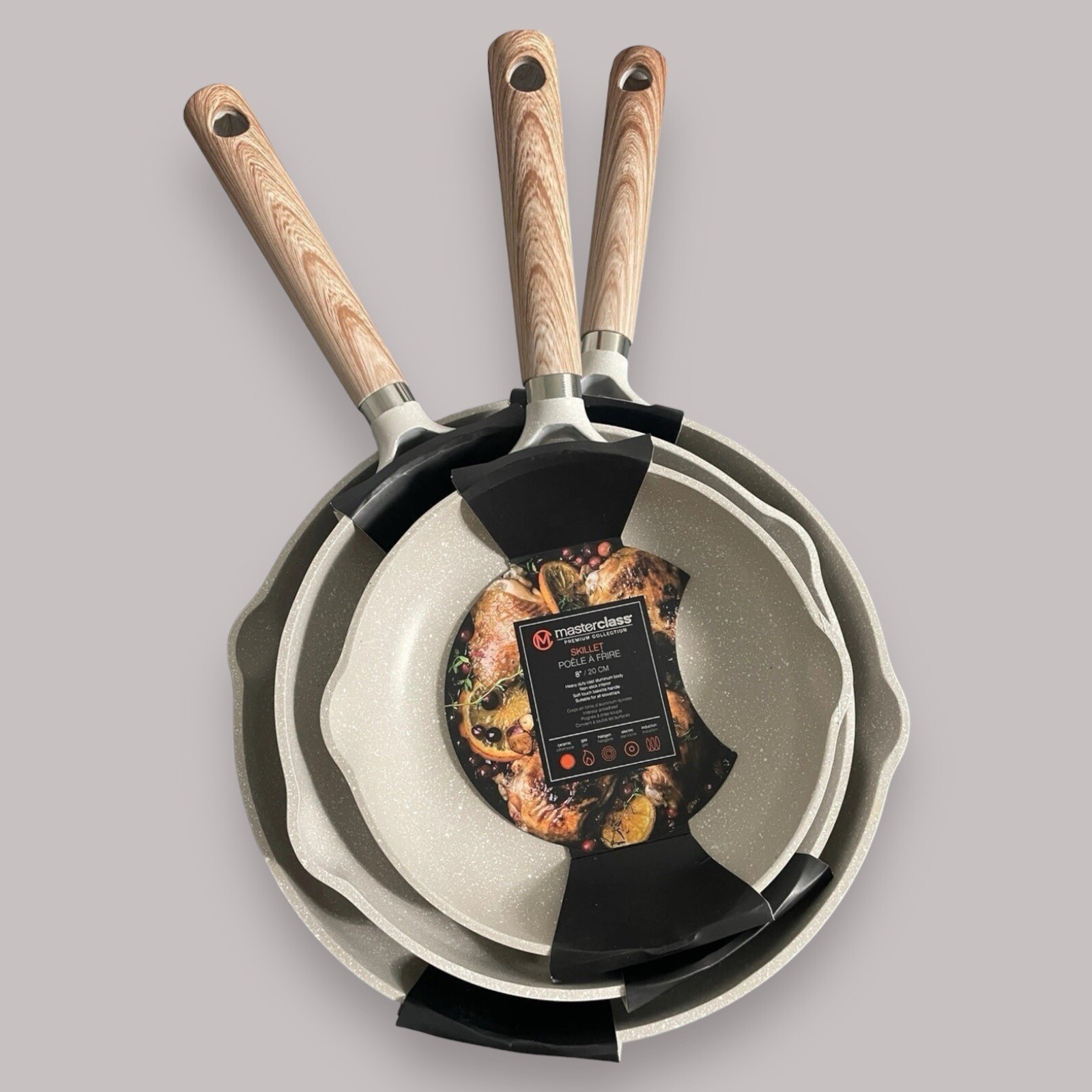 Masterclass Premium Cookware 8″ 9.5″ 11″ Skillet Frying Pans Set Of 3