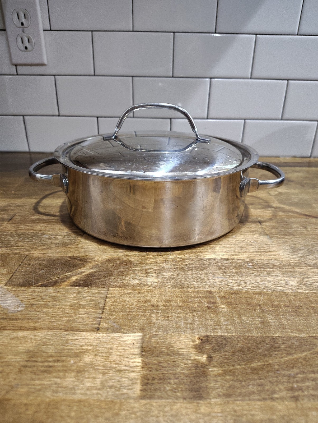 Cuisinarts 2qt 18/10 Stainless Steel Casserole pan pot w/ lid Copper Core France