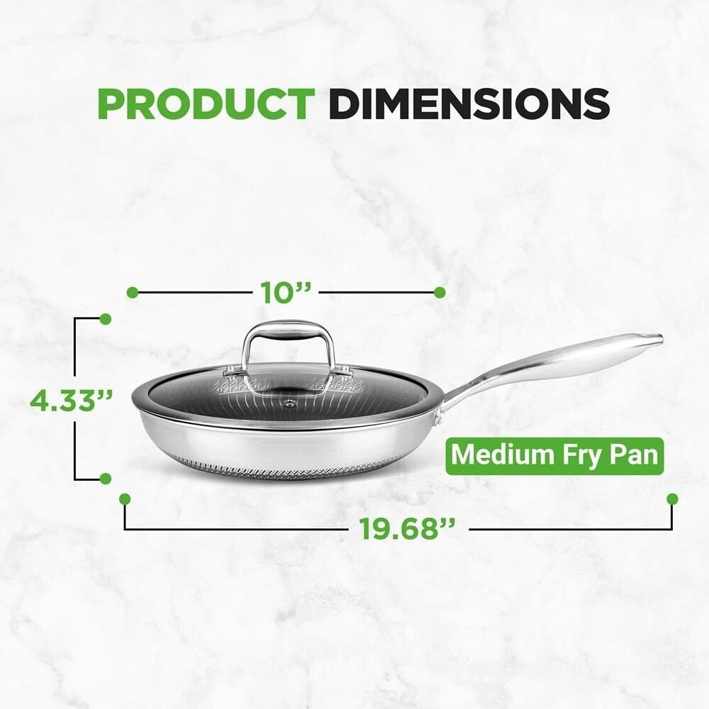NutriChef Stir Fry Pan Non Stick Coating Specialty Tool Large Stainless Steel