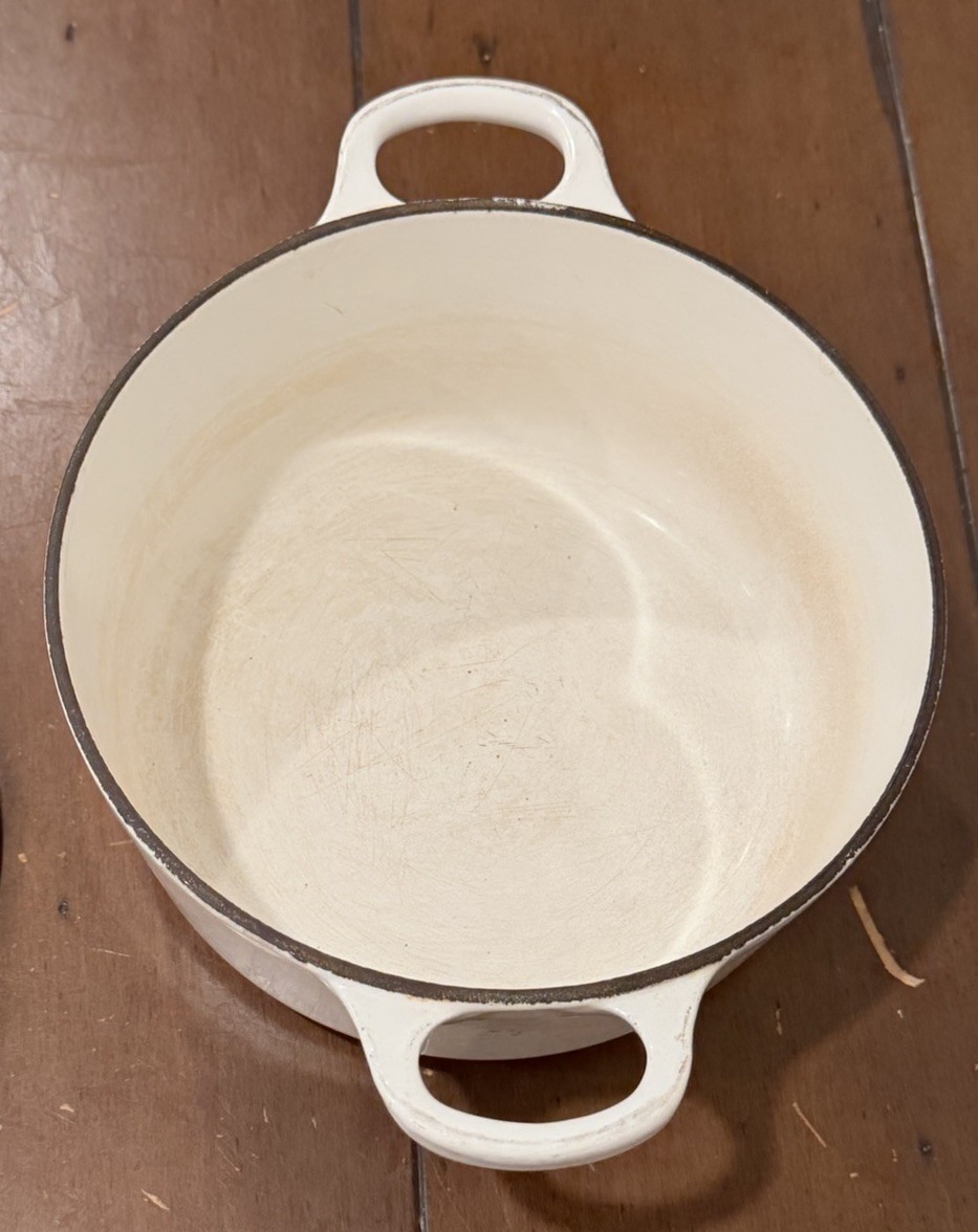 Vintage Le Creuset 18 Dutch Oven 2 Qt White Cast Iron France
