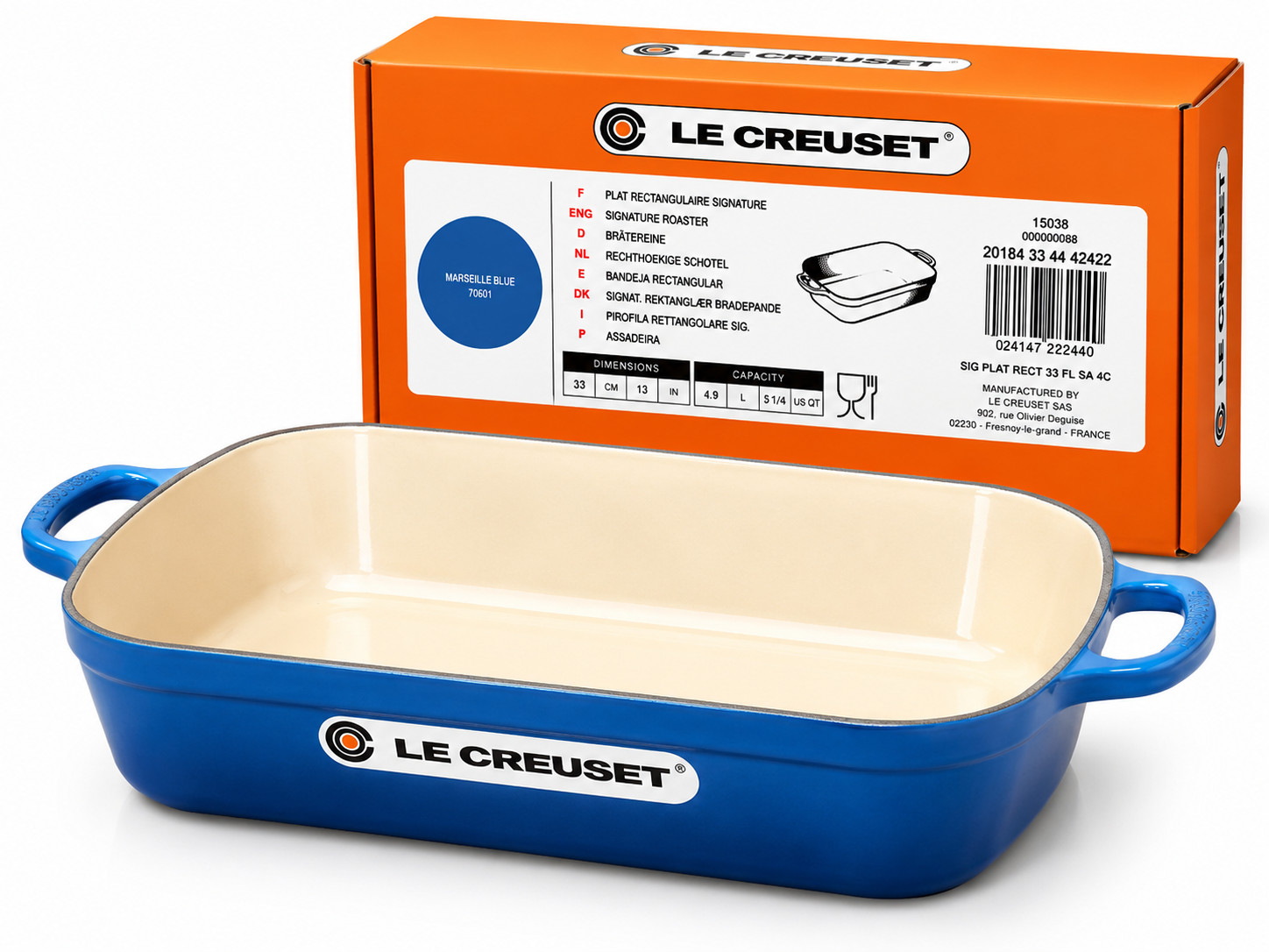 Le Creuset Signature Roaster 33cm Marseille Blue| Enameled Cast Iron | France