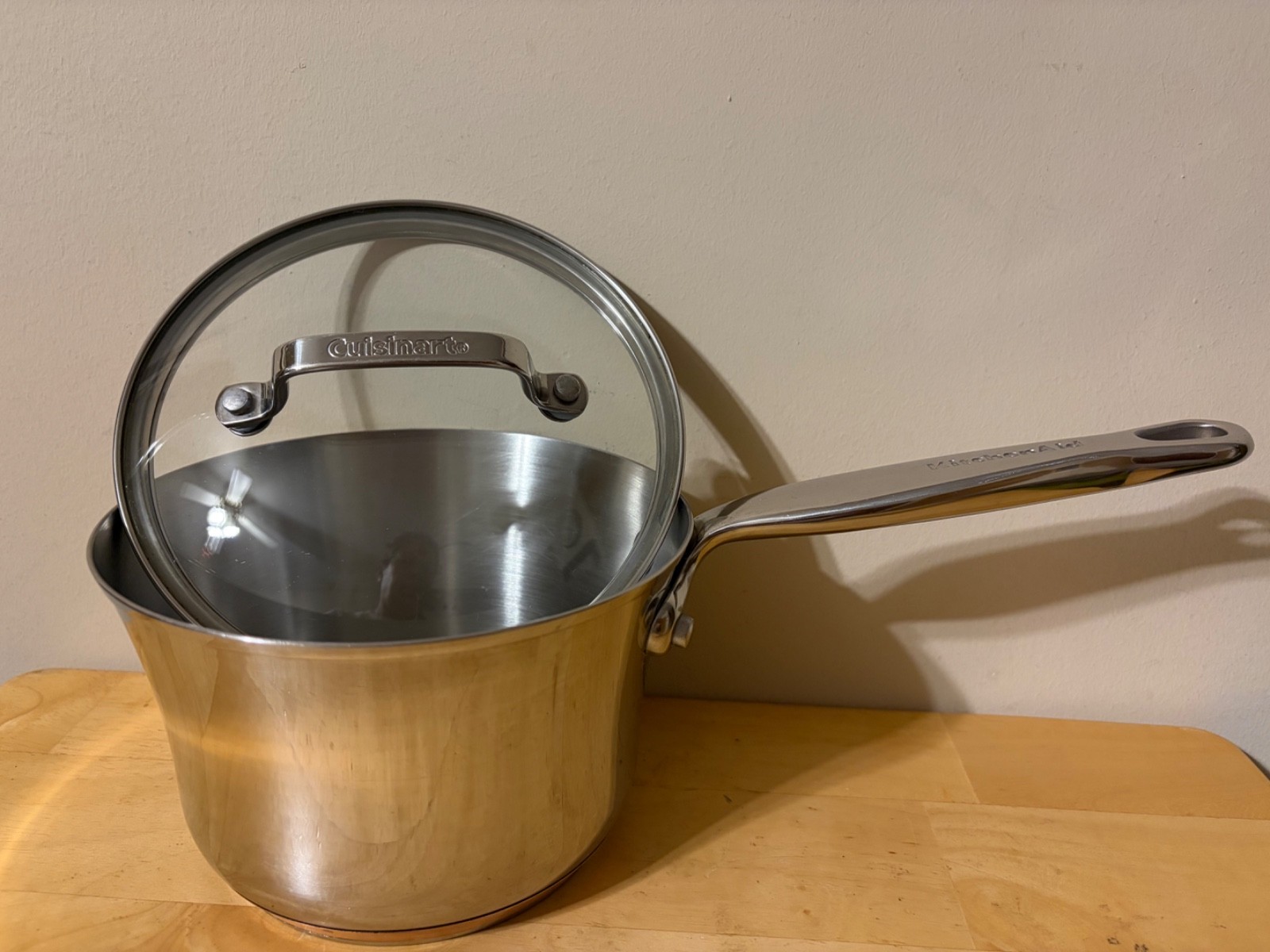 KITCHENAID STAINLESS STEEL 1-3/4 QT FULL CAP METAL COPPER BOTTOM SAUCEPAN