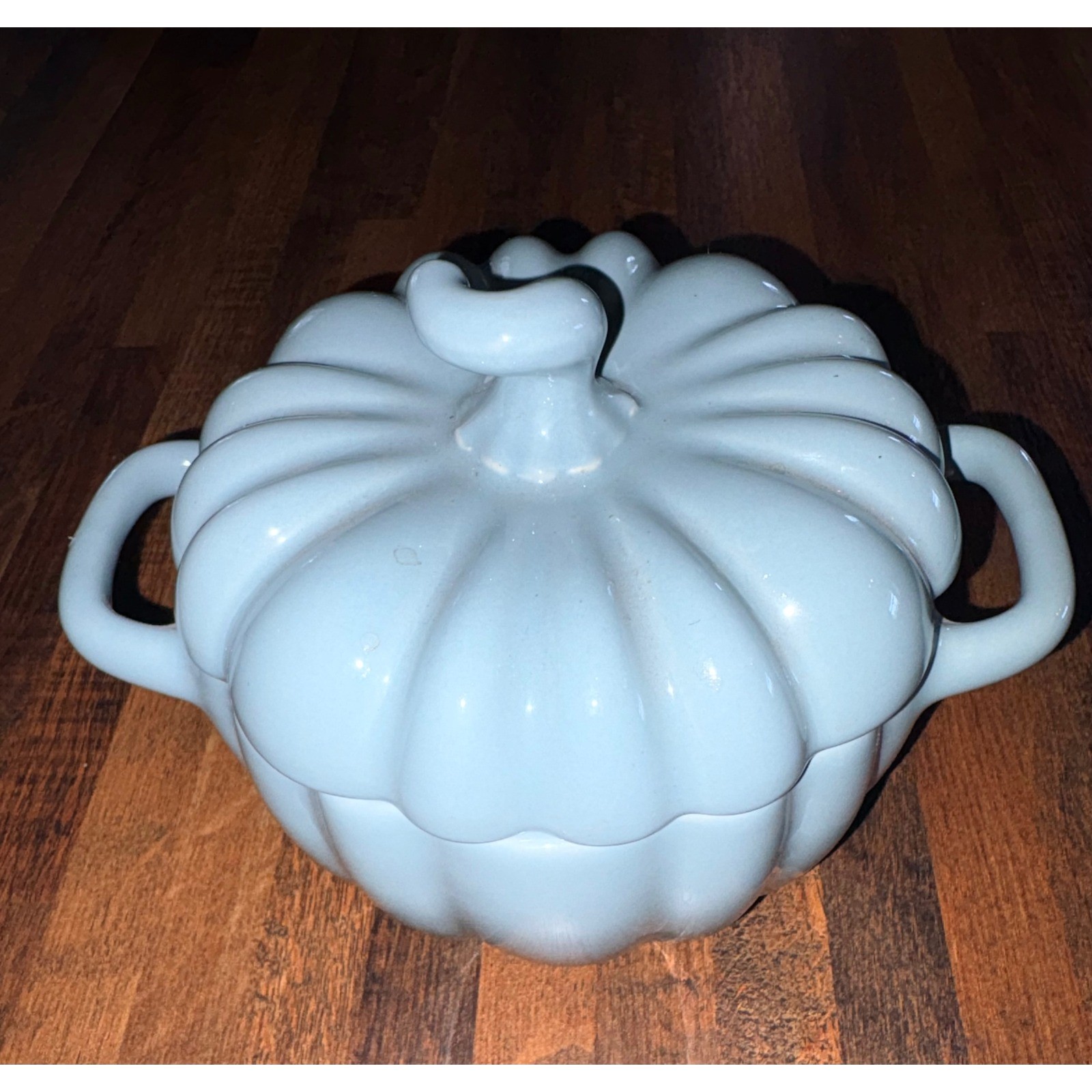 Crofton Light Blue Pumpkin Stoneware Cocotte Mini Casserole Dish with Lid