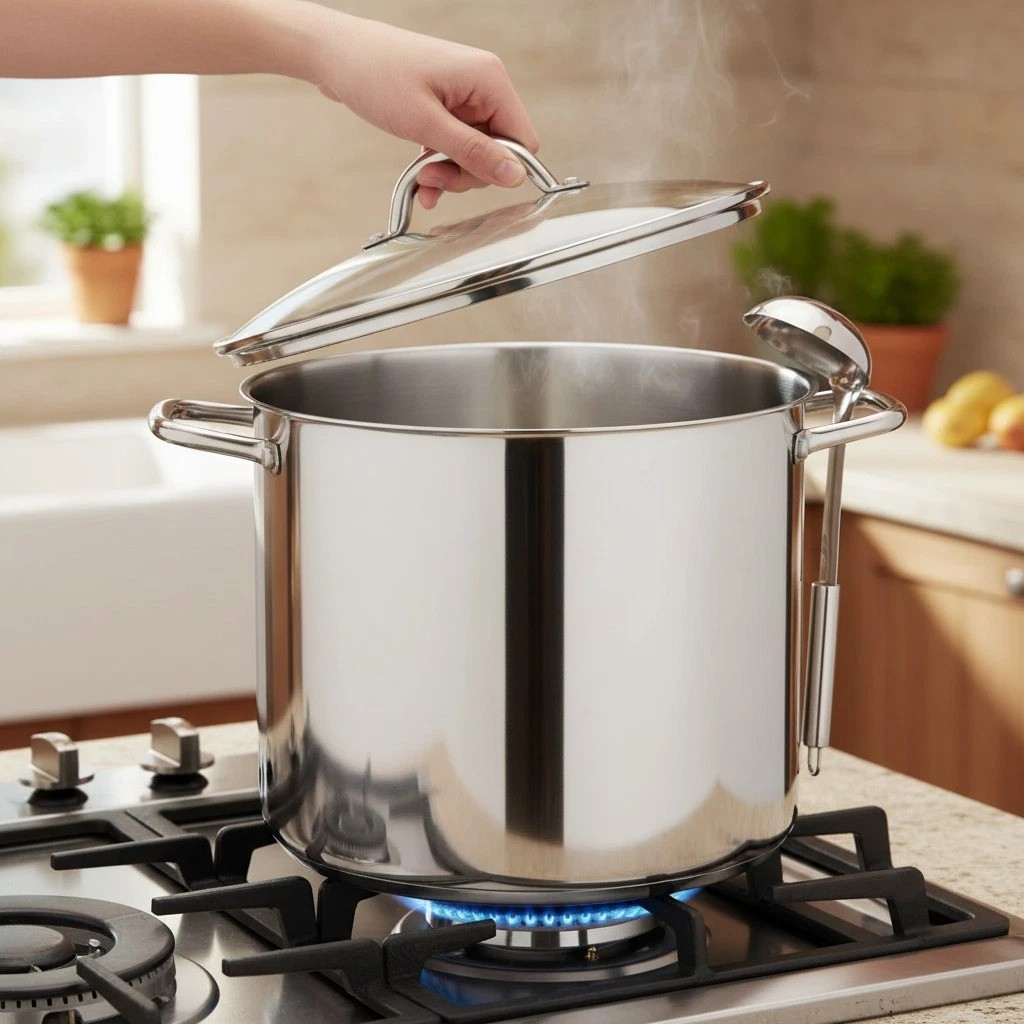 Commercial Grade LARGE STOCK POT 20 Quart With Lid – Nickel Free Stainless St…
