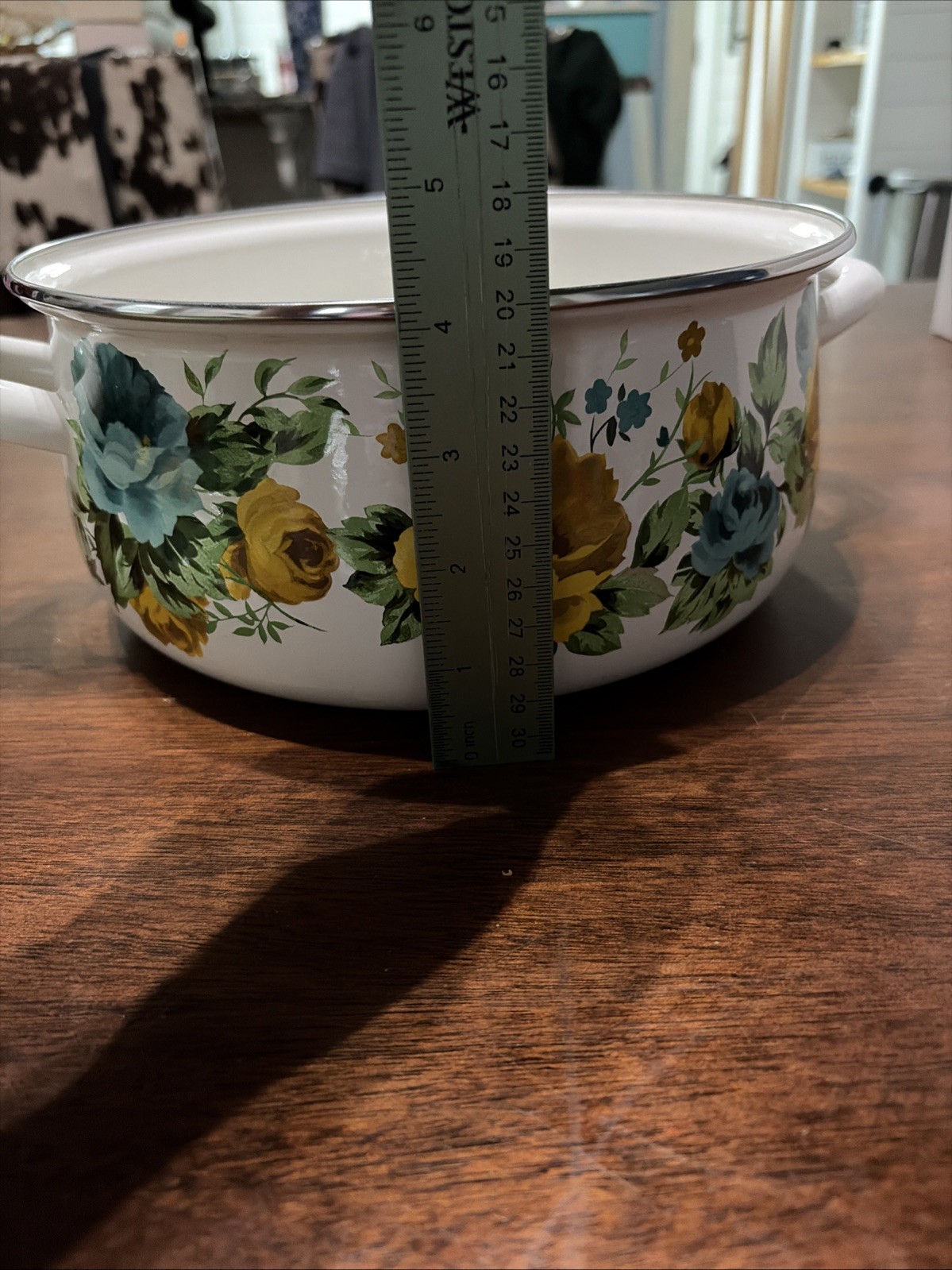 The Pioneer Woman 4 QT Sock Pot Rose Shadow With Lid Floral Enamel Steel 3.7L