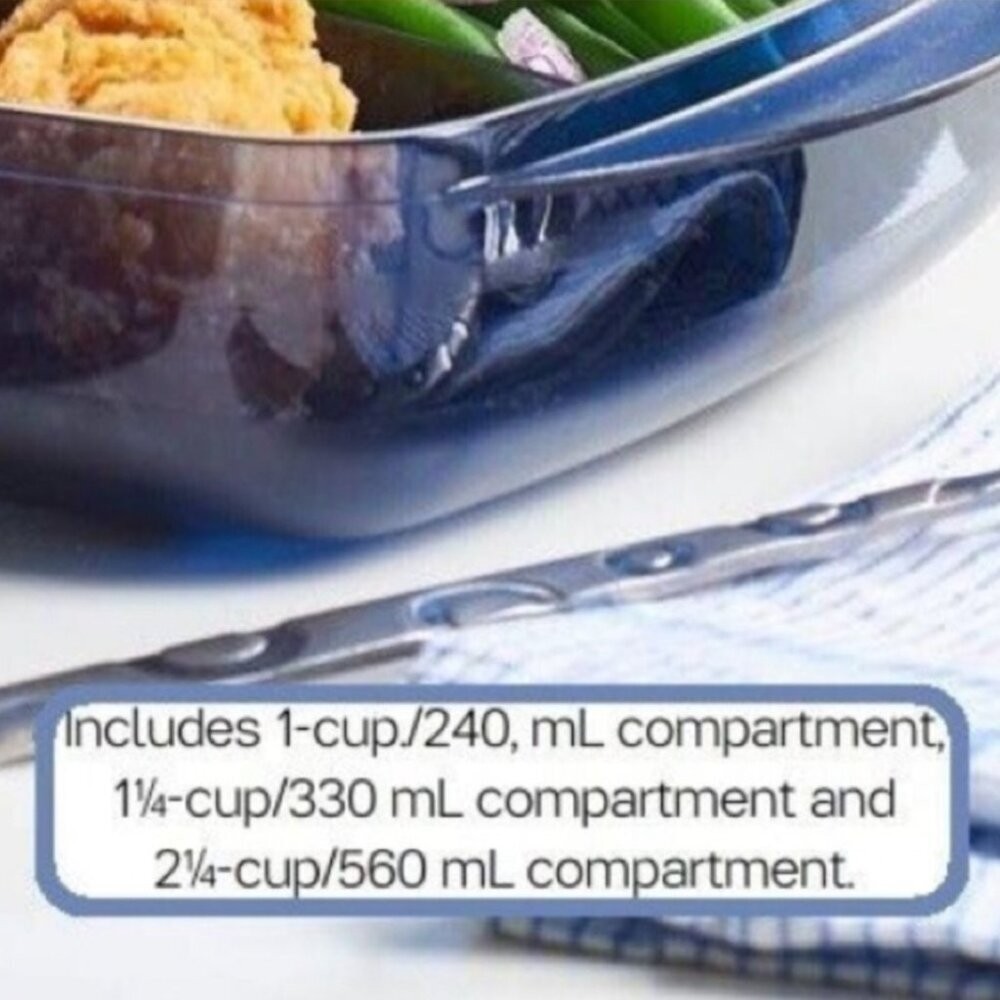 Tupperware Vent N Serve Divided Dish – NEW – Blue – Microwave/Freezer