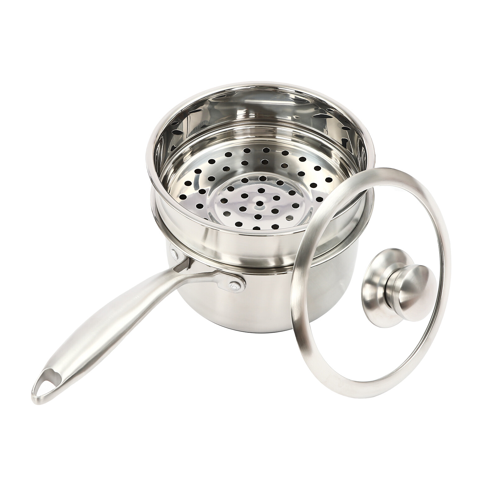 Double Layer Anti-rust Steaming Pot With Steamer Uncoated Stainless Saucepan