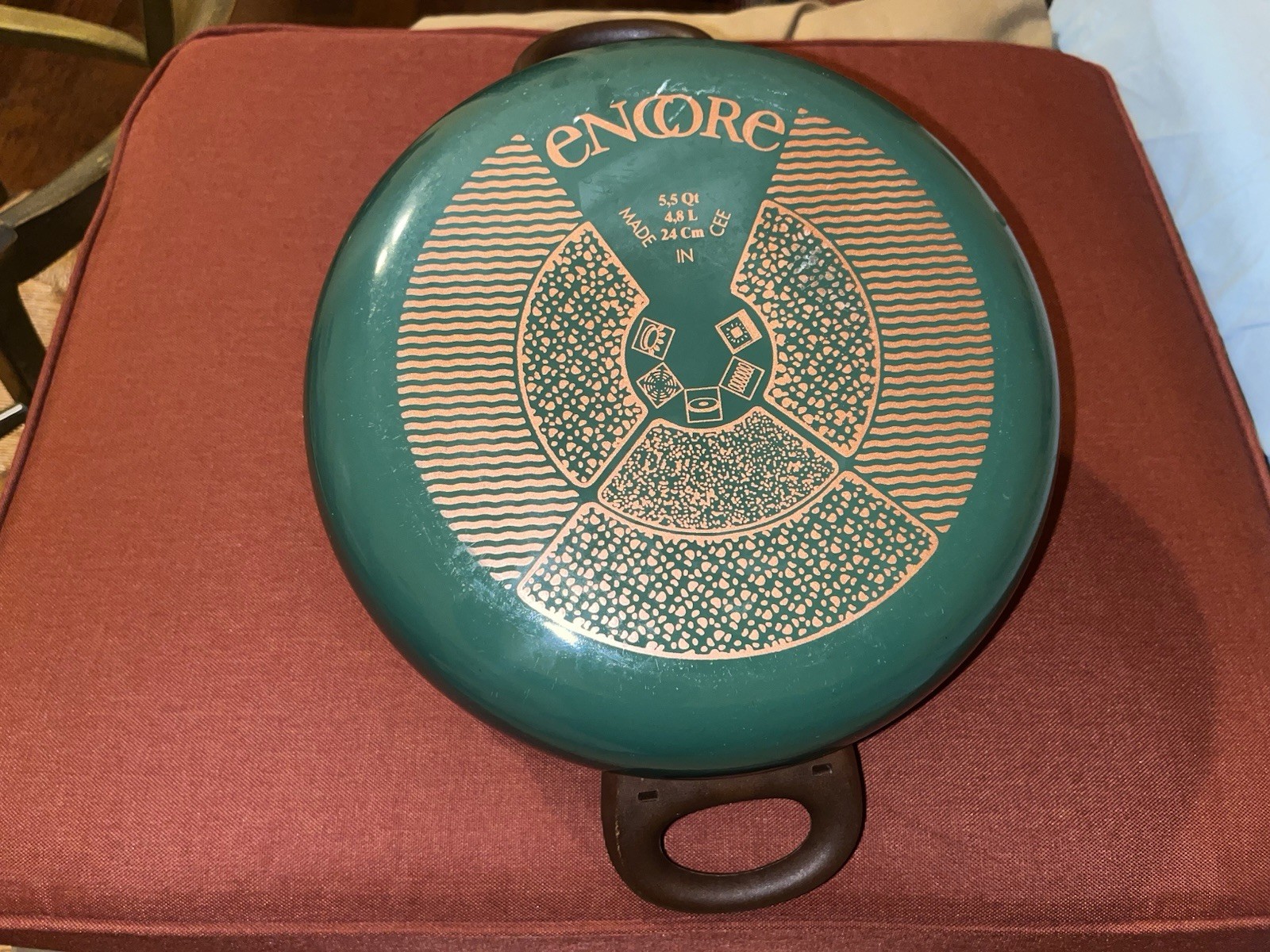 Encore Green Enamel Non-Stick Stockpot Pan 5.5 Qt 4.8L with Lid Made in Spain