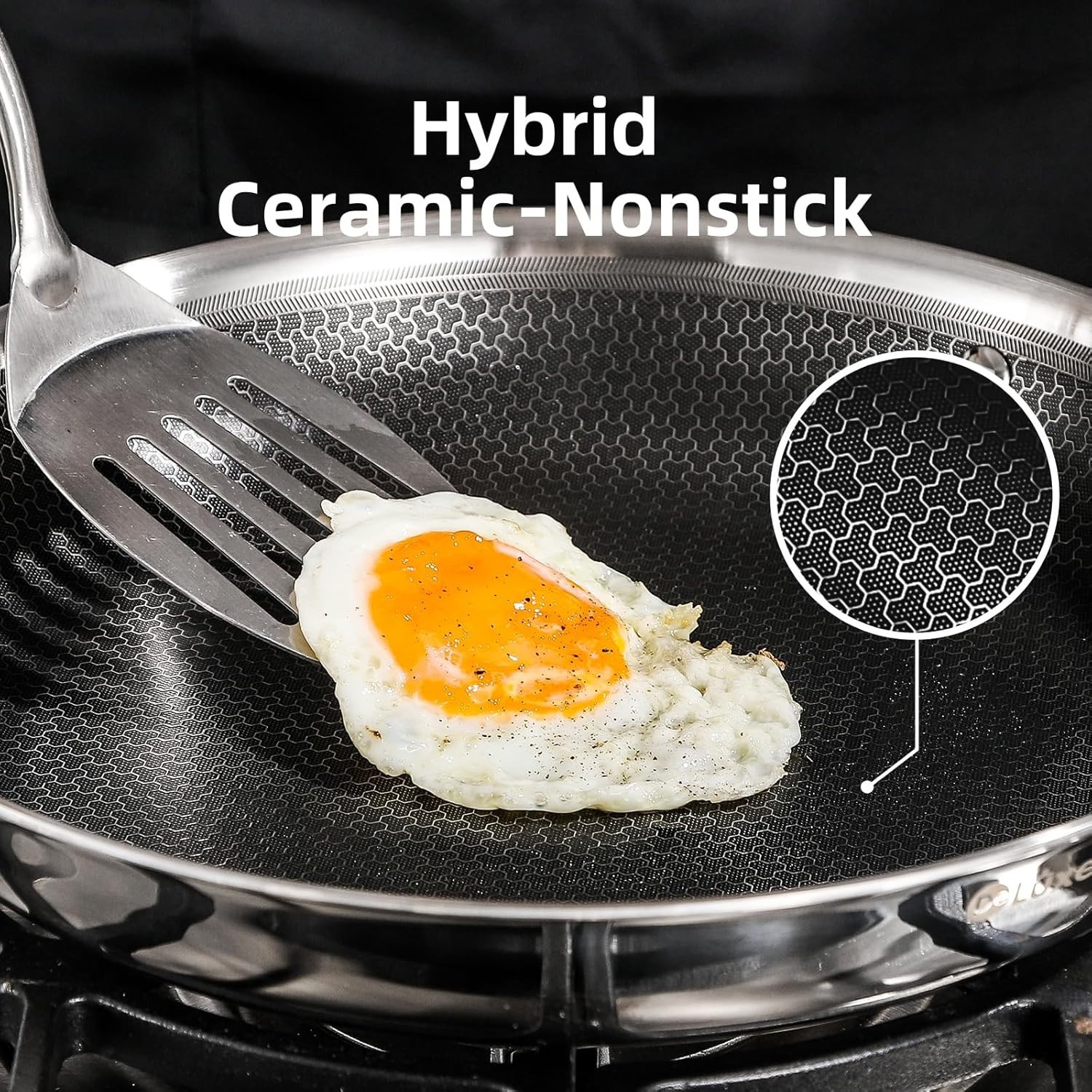 DELUXE 13Pc Hybrid Ceramic Nonstick Stainless Steel Cookware Set Pans & Lids