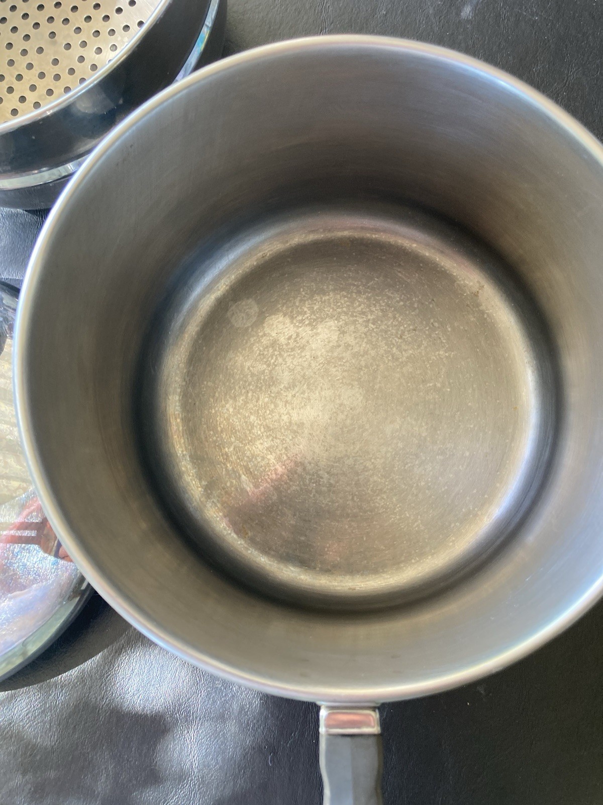 Vintage FARBERWARE 2.5 qt Saucepan & Lid with Steamer Pot Insert Alum. SS USA[56