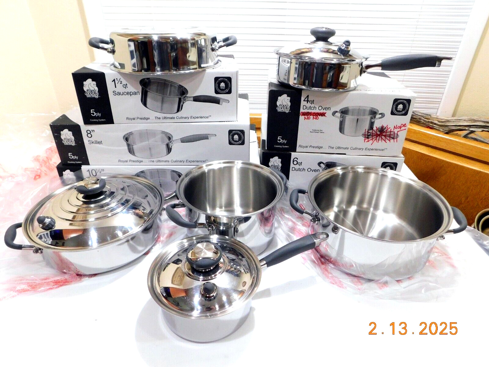 NEW ROYAL PRESTIGE Waterles Cookware USED LIDS 5Ply Surgical Stainless Induction