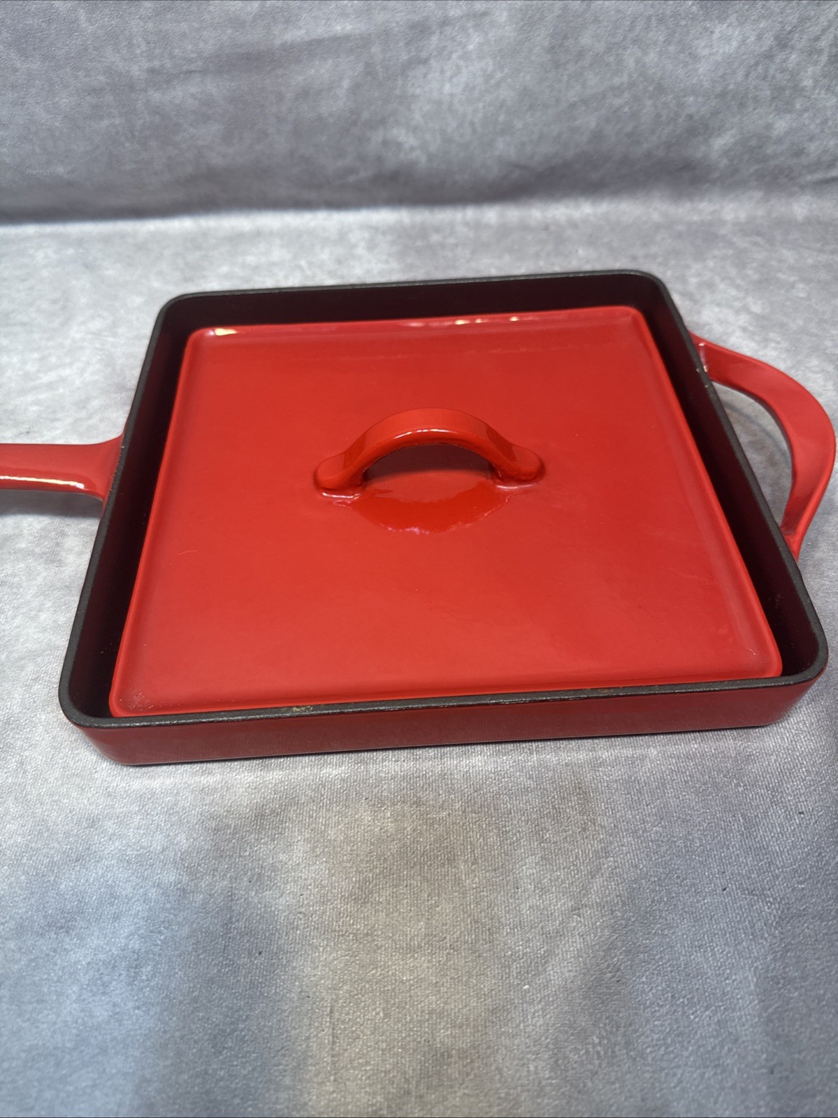 Giada De Laurentis GDL Panini Press Grille Pan Fry Cast Iron Red Enamel 10 Grill